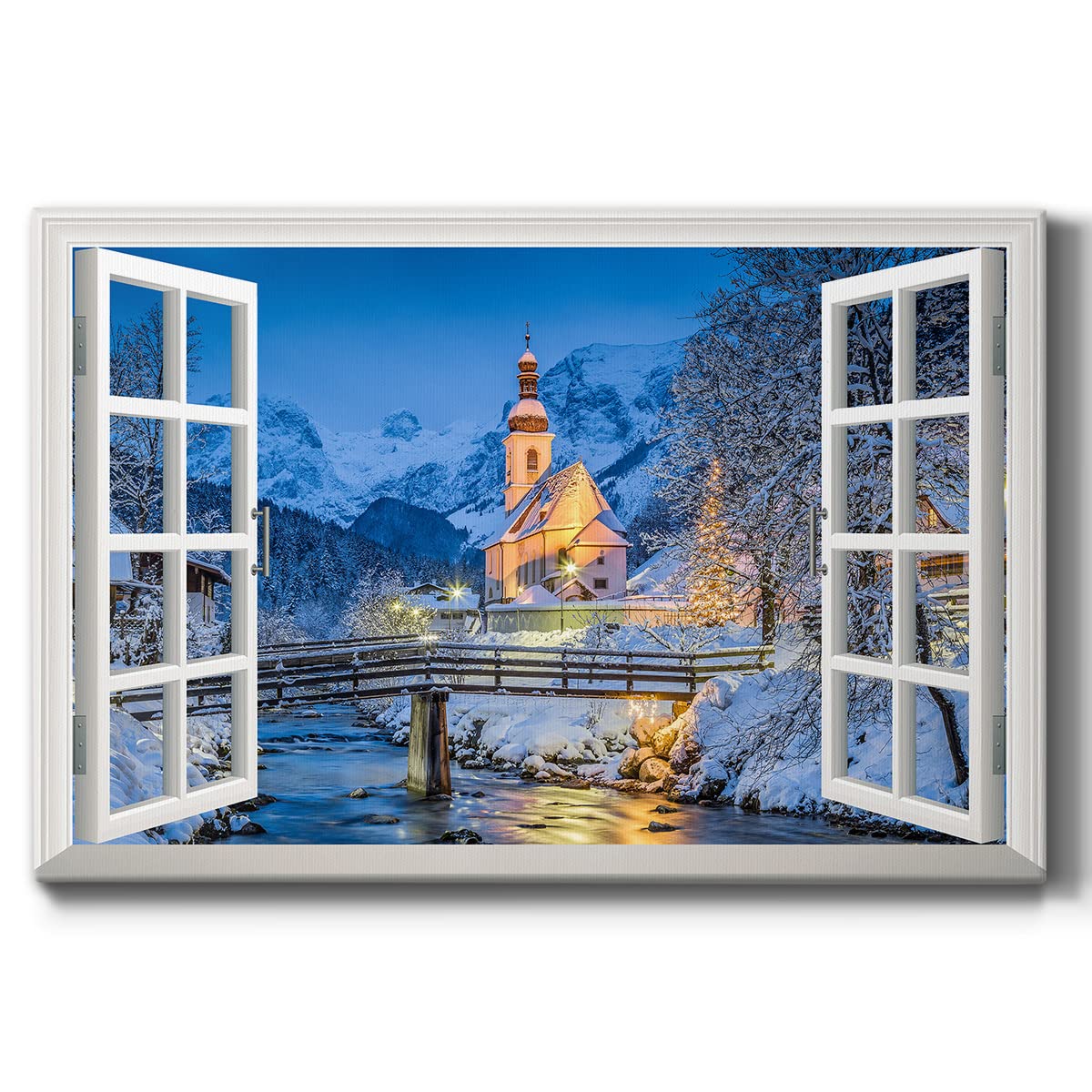 Snowy Radiant Mountain Pines Canvas Wall Art - 18