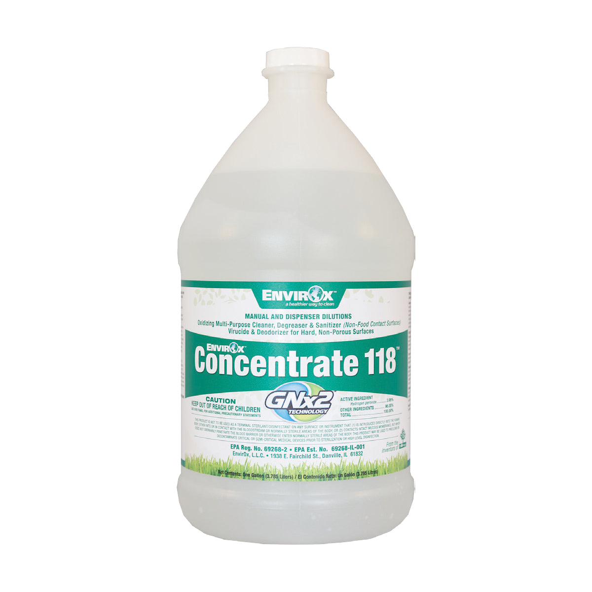 EnvirOx 118 Concentrated Multipurpose Sanitizer & Cleaner - 1 Gallon (4 Pack) - EPA Registered for Food Contact Surfaces - Ideal for Restaurants, Hospitals, and Commercial Kitchens