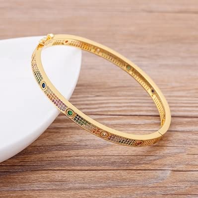 14 Styles Luxury Evil Eye Bangle Bracelet for Women - Gold Tone Copper Cuff with Cubic Zirconia Charm Jewelry | Perfect for Gift, Party, Wedding & Everyday Wear