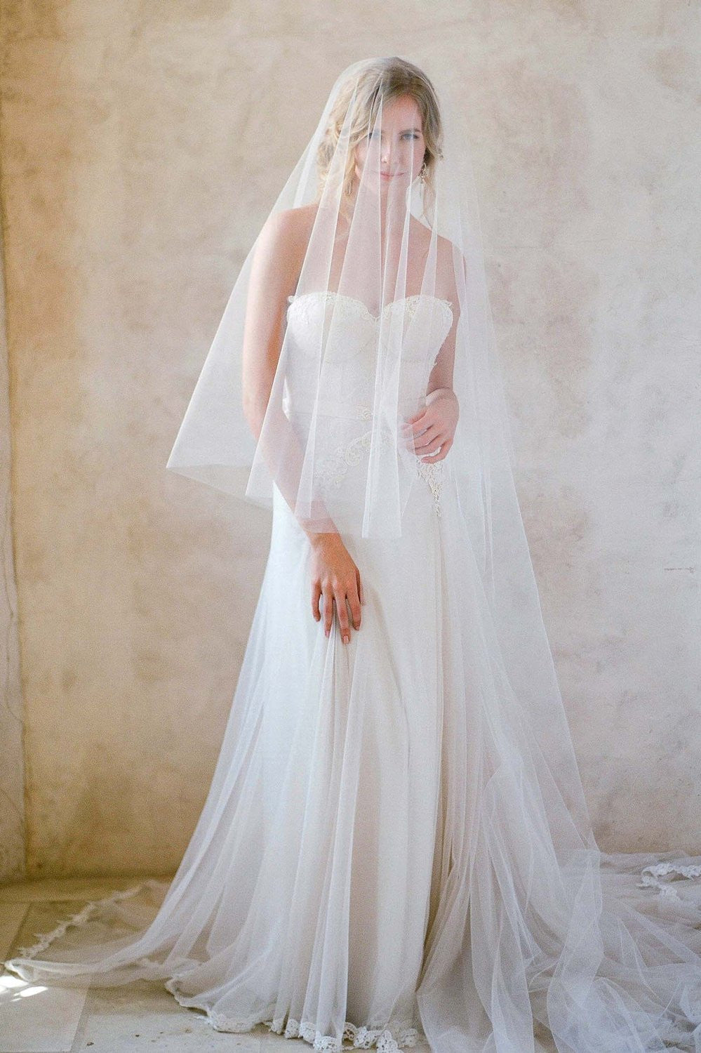 Ethereal Illusion Blusher Cathedral Length Wedding Veil - Romantic Bridal Accessory for Church Ceremonies & Photoshoots