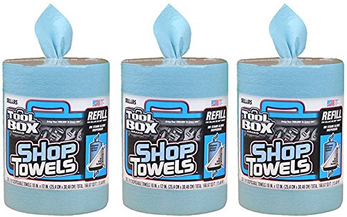 4-Pack Blue Industrial Shop Towels Refills - 200 Count for Big Grip Dispenser Bucket | Heavy-Duty Cleaning, Garage, Workshop & Automotive Use