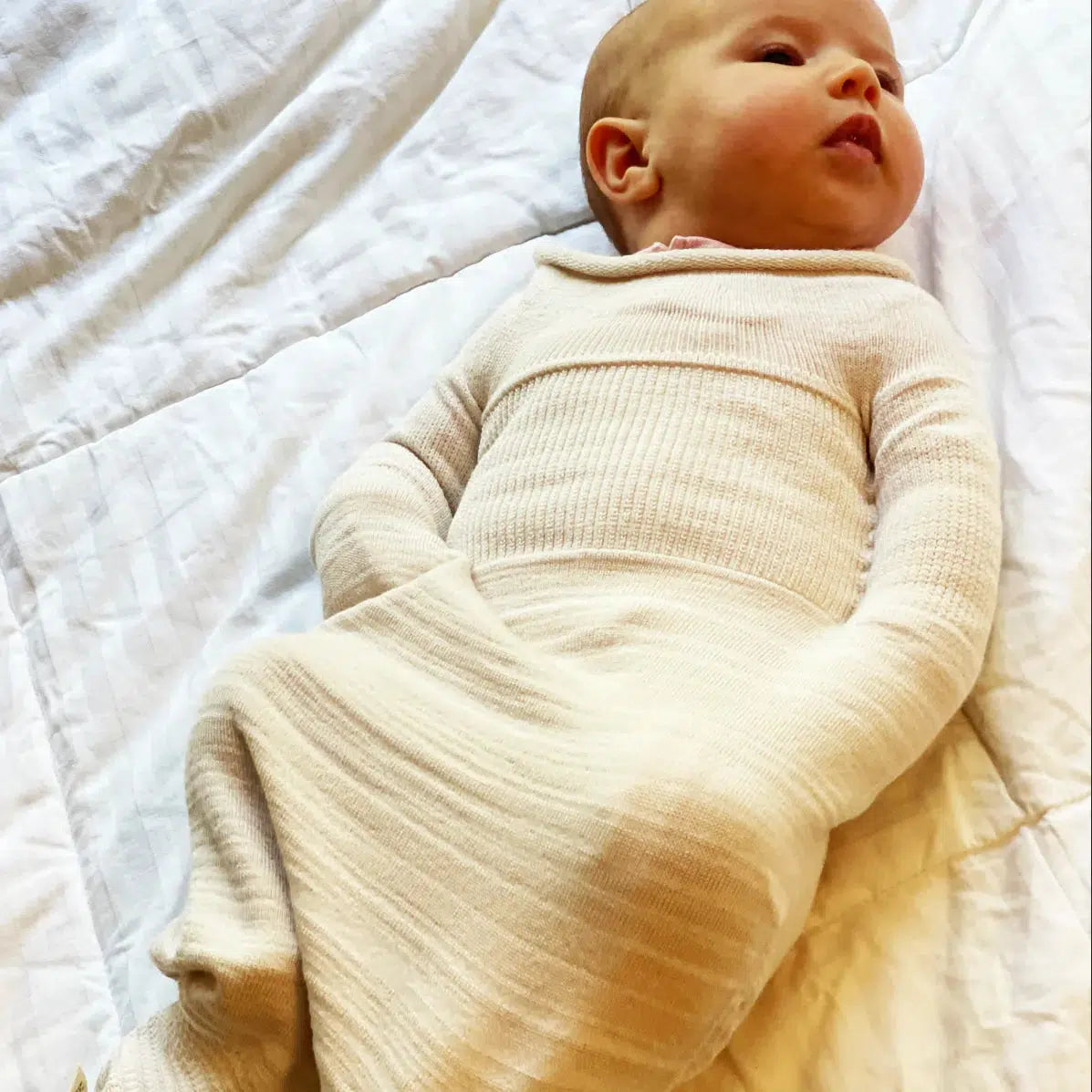 Swaddelini Bamboo Swaddle Sleep Sack - Soft & Breathable Baby Wrap Blanket for Newborns to 6 Months, Beige | Perfect for Nighttime Sleep, Naptime & Swaddling Comfort