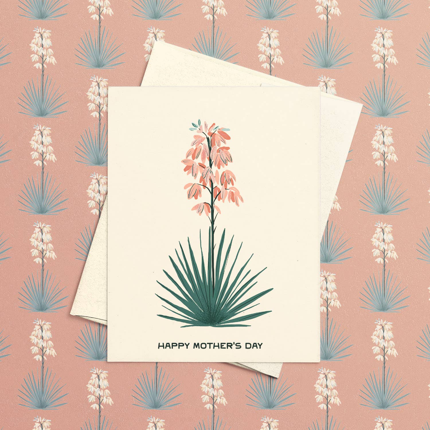 Yucca Blooms Mother's Day Greeting Card - Floral Design Handmade Card for Mom, Birthday, Thank You & Special Occasions