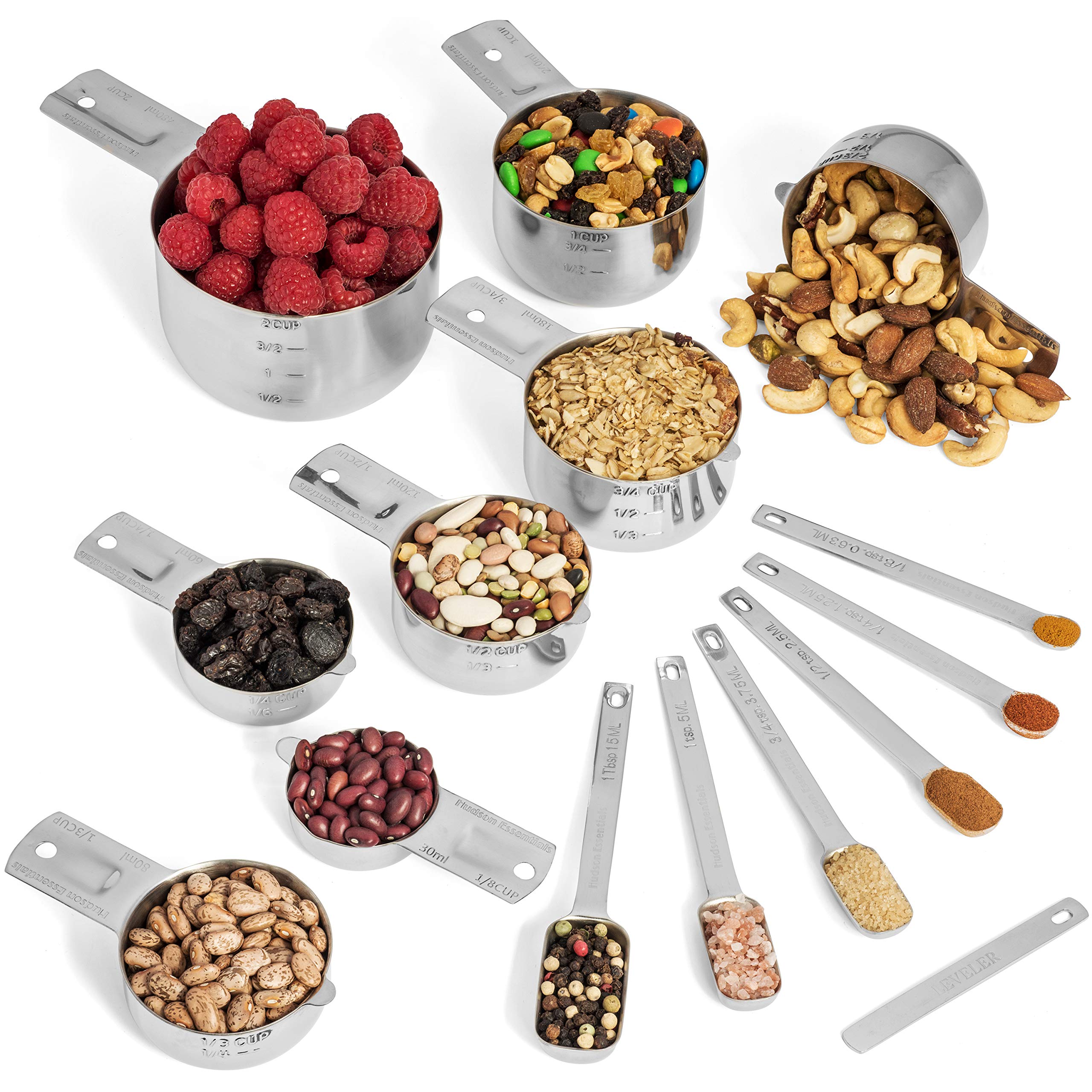 Premium Stainless Steel Measuring Cups and Spoons Set - 15 Piece Kitchen Essentials for Baking & Cooking | Dishwasher Safe, Rust Resistant for Professional & Home Use