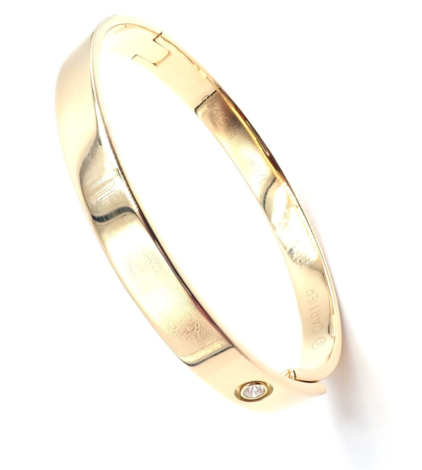Authentic Cartier 18K Yellow Gold Diamond Anniversary Bangle Bracelet - Size 17 - Luxury Jewelry Gift for Women - Perfect for Anniversaries, Weddings & Special Occasions