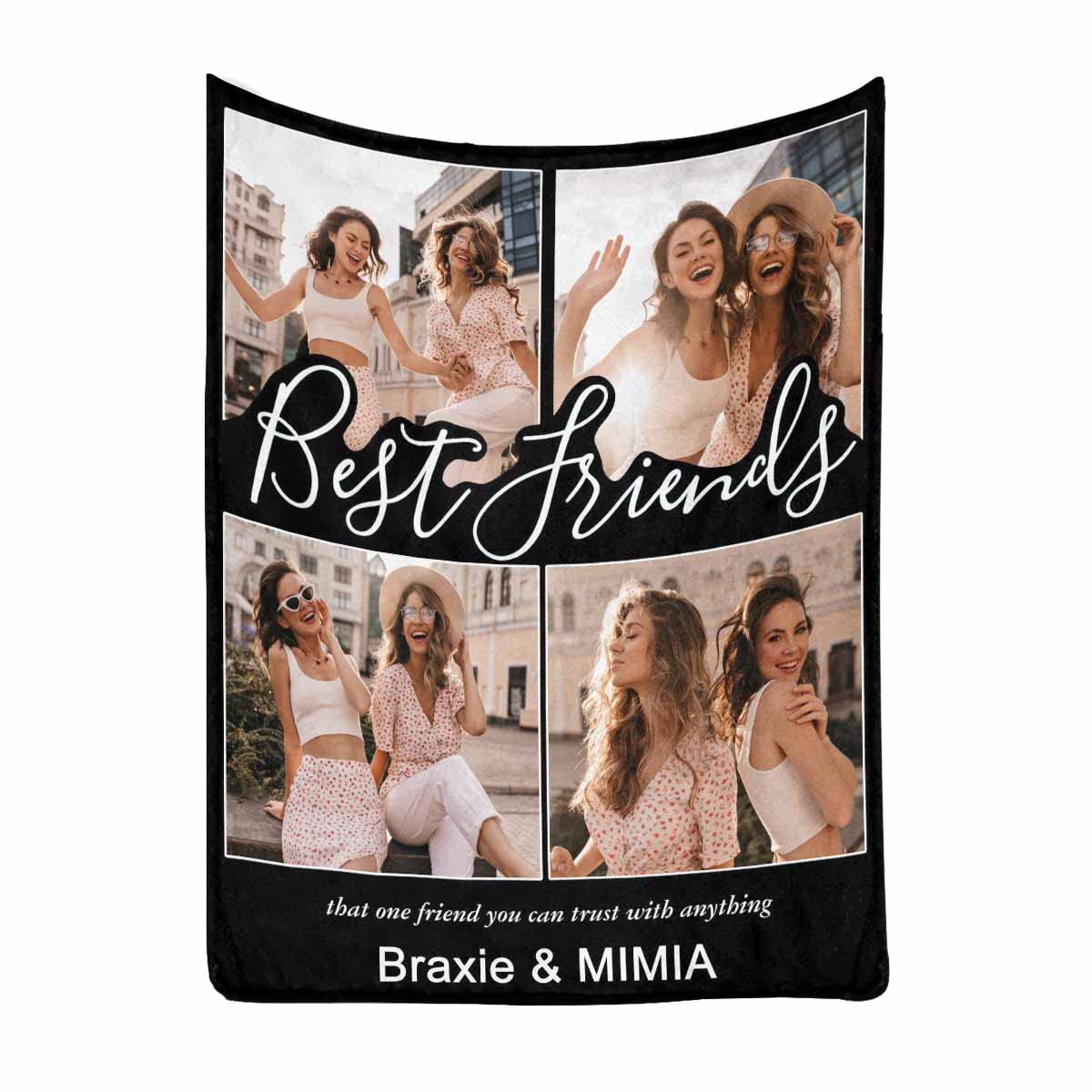 Personalized Best Friend Blanket - Custom BFF Throw Blanket 70x80 - Birthday & Christmas Gifts for Women, Teen Girls - Perfect for Cozy Nights, Movie Time & Friendship Celebrations