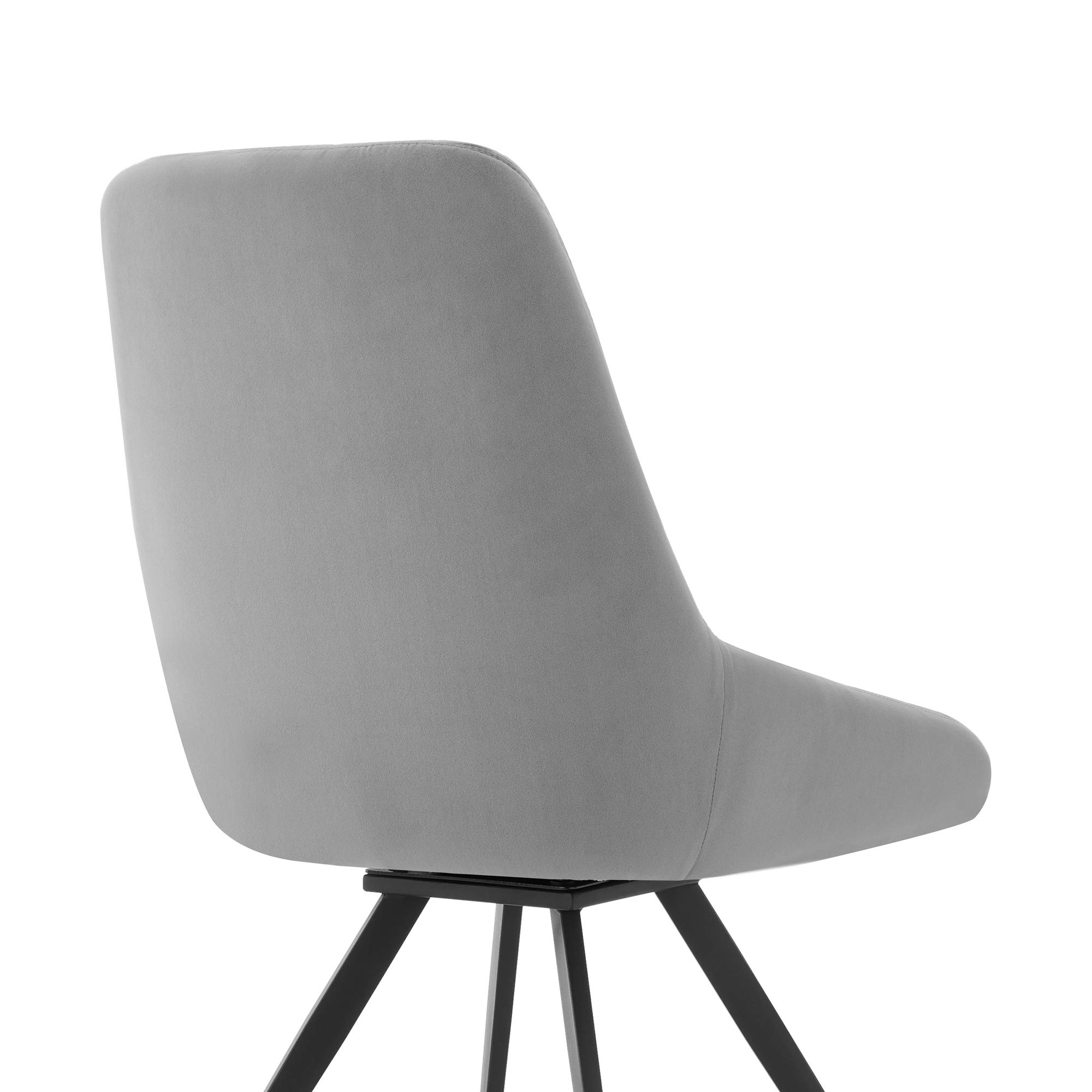 Armen Living Alison Swivel Gray Velvet and Metal Dining Room Chairs - Set of 2, 34