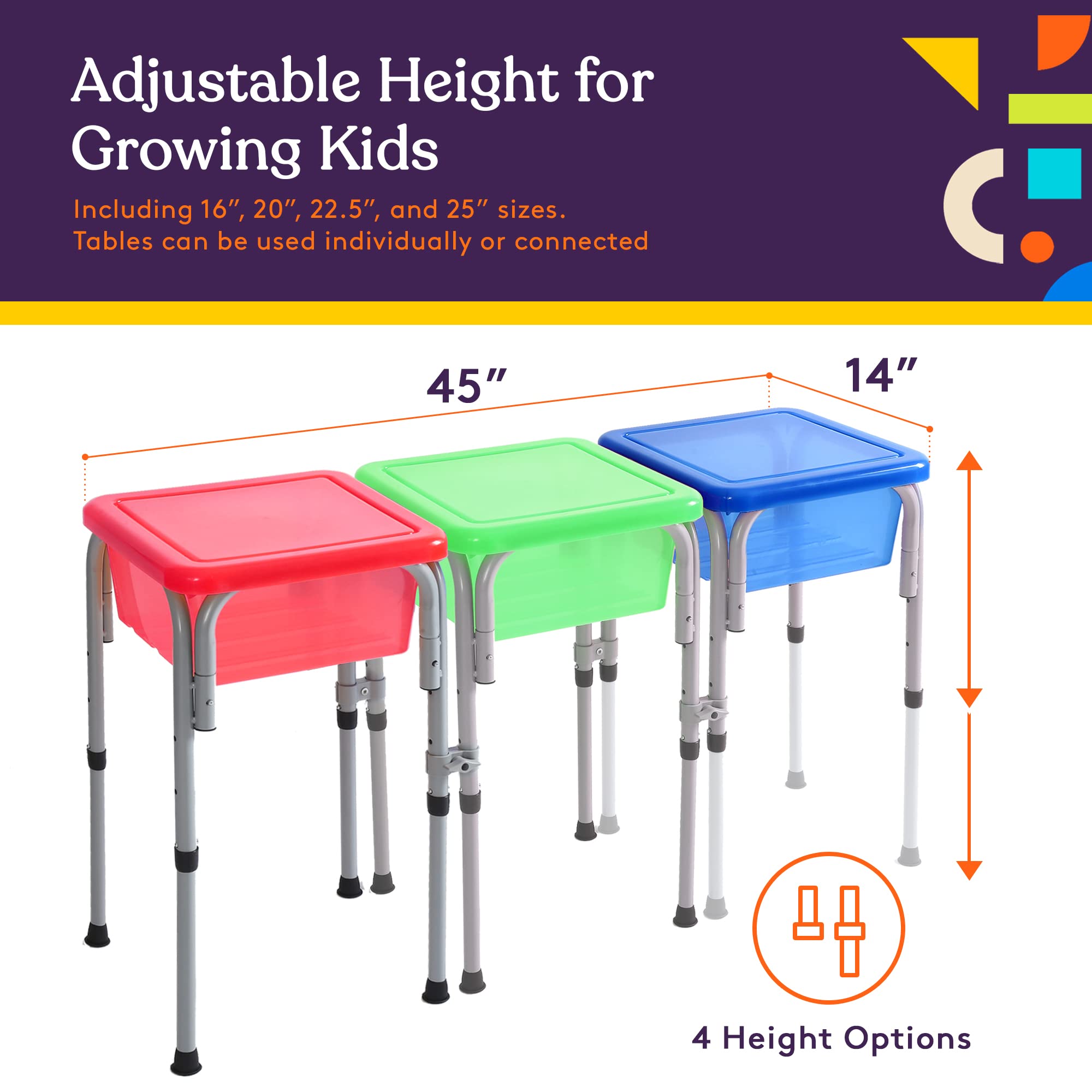Sensory Activity Table for Kids & Toddlers - 3 Plastic Buckets, Easy Build Frame & 7 Beach Toys for Water, Sand & STEM Play | Interactive Learning Toy for Preschool, Daycare & Home Use