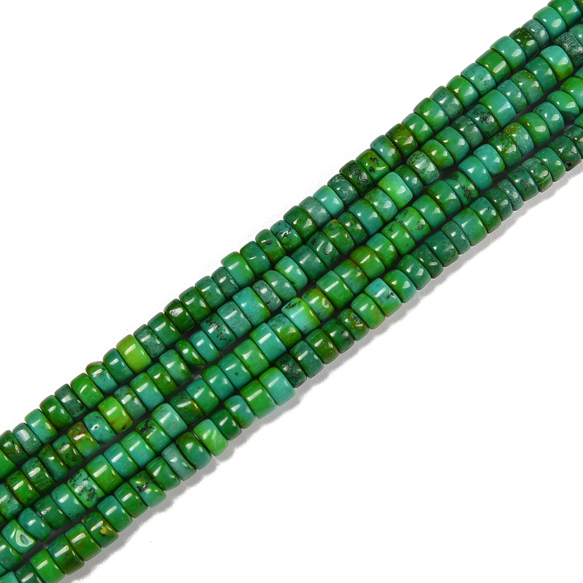 Dark Green Turquoise Heishi Disc Beads 2x4mm - 15.5 Inch Strand for Jewelry Making, Necklace & Bracelet Designs | Handmade Beading Supplies for DIY Craft Projects
