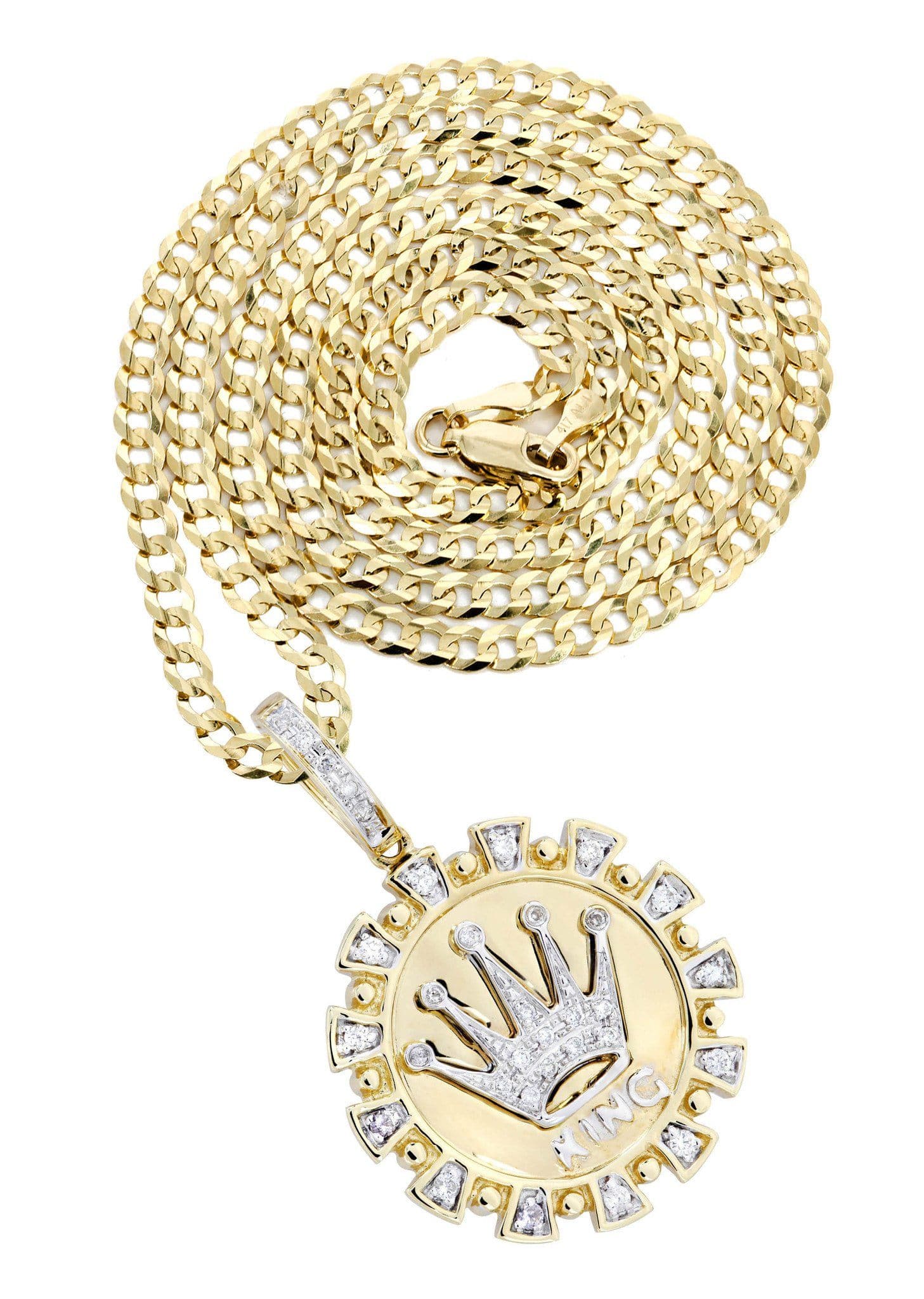 14K Yellow Gold Crown Diamond Necklace | 0.28 Carats | Elegant Jewelry for Women | Perfect for Weddings, Anniversaries & Special Occasions