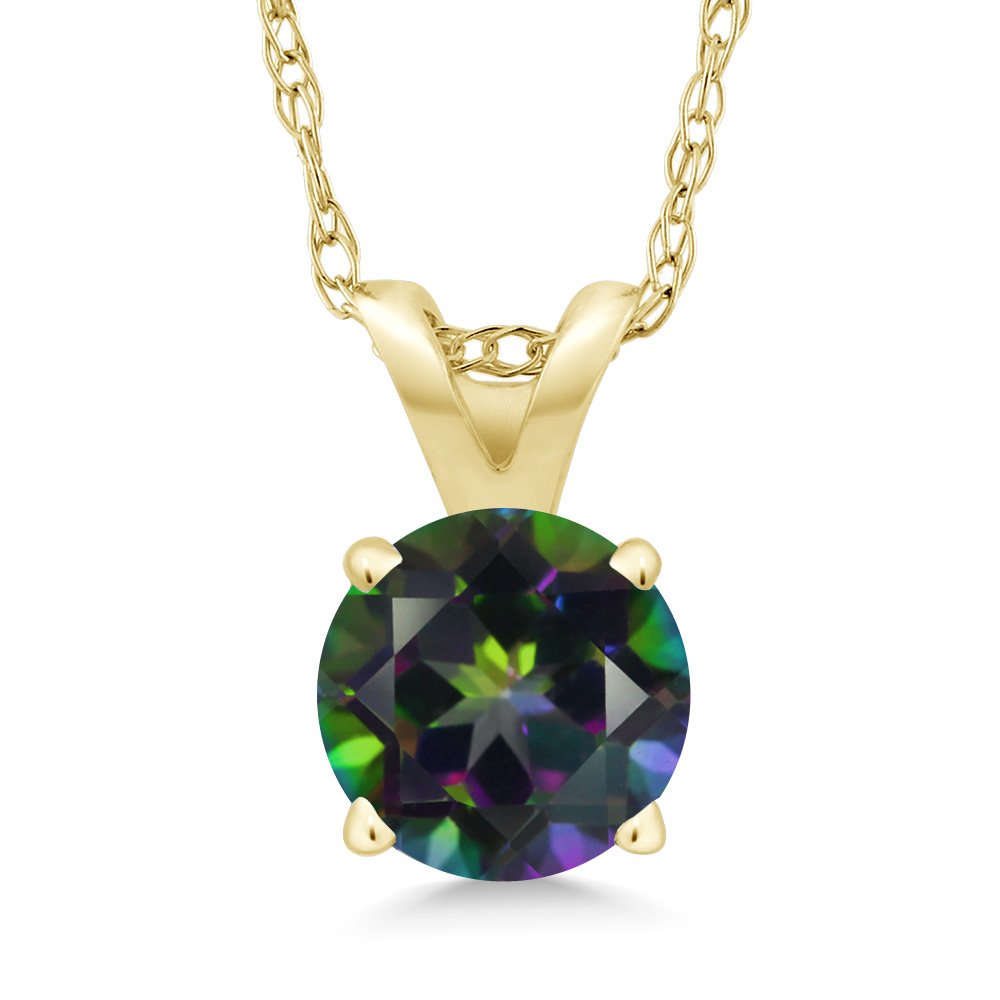 Gem Stone King Solid 14K Gold 6MM Round Birthstone Pendant Necklace for Women - 4-Prong Setting with 18 Inch Gold Chain | Elegant Jewelry Gift for Birthday, Anniversary & Special Occasions