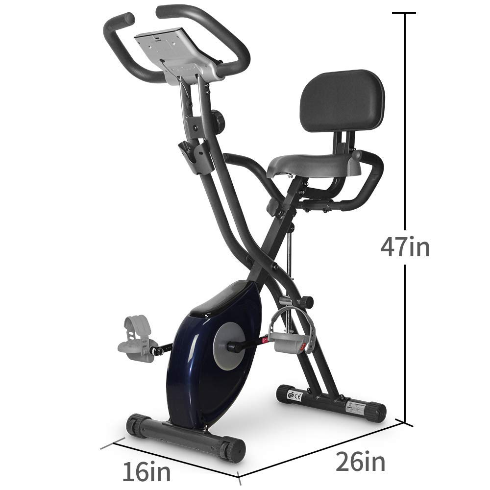 Leikefitness Sissy Squat Machine 83002 & Folding Exercise Bike 2200 (Blue) - Home Gym Equipment Bundle for Leg Workouts and Cardio Training