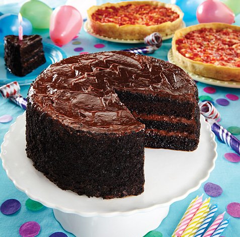 Lezza Chocolate Birthday Cake & 2 Lou Malnati's Deep Dish Pepperoni Pizzas - Perfect for Celebrations & Family Gatherings