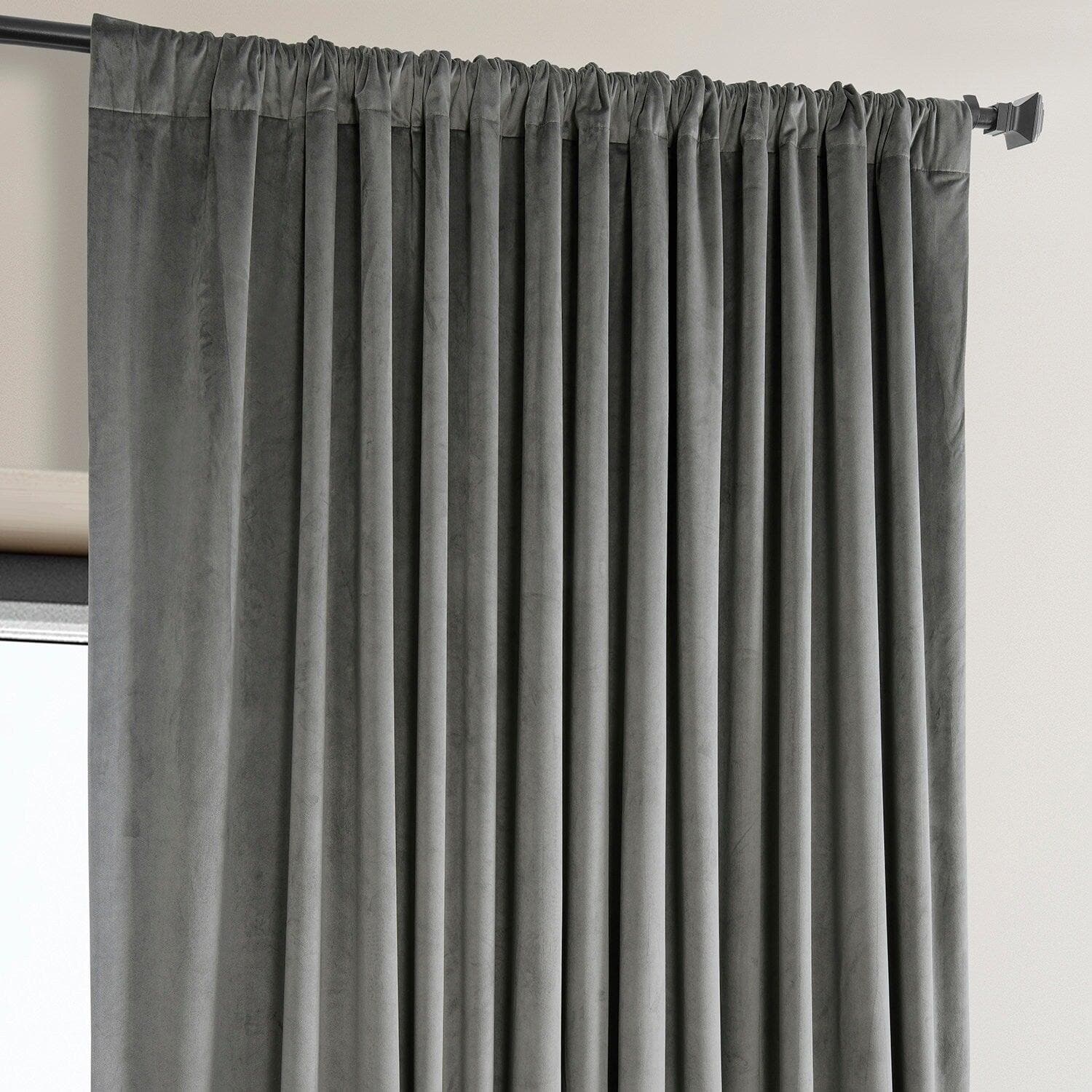 Luxury Blackout Curtains for Bedroom - Nightlife Grey Extra Wide Plush Velvet Drapes with Thermal Insulation & Noise Reduction - Perfect for Hotels, Apartments & Home Theater Rooms