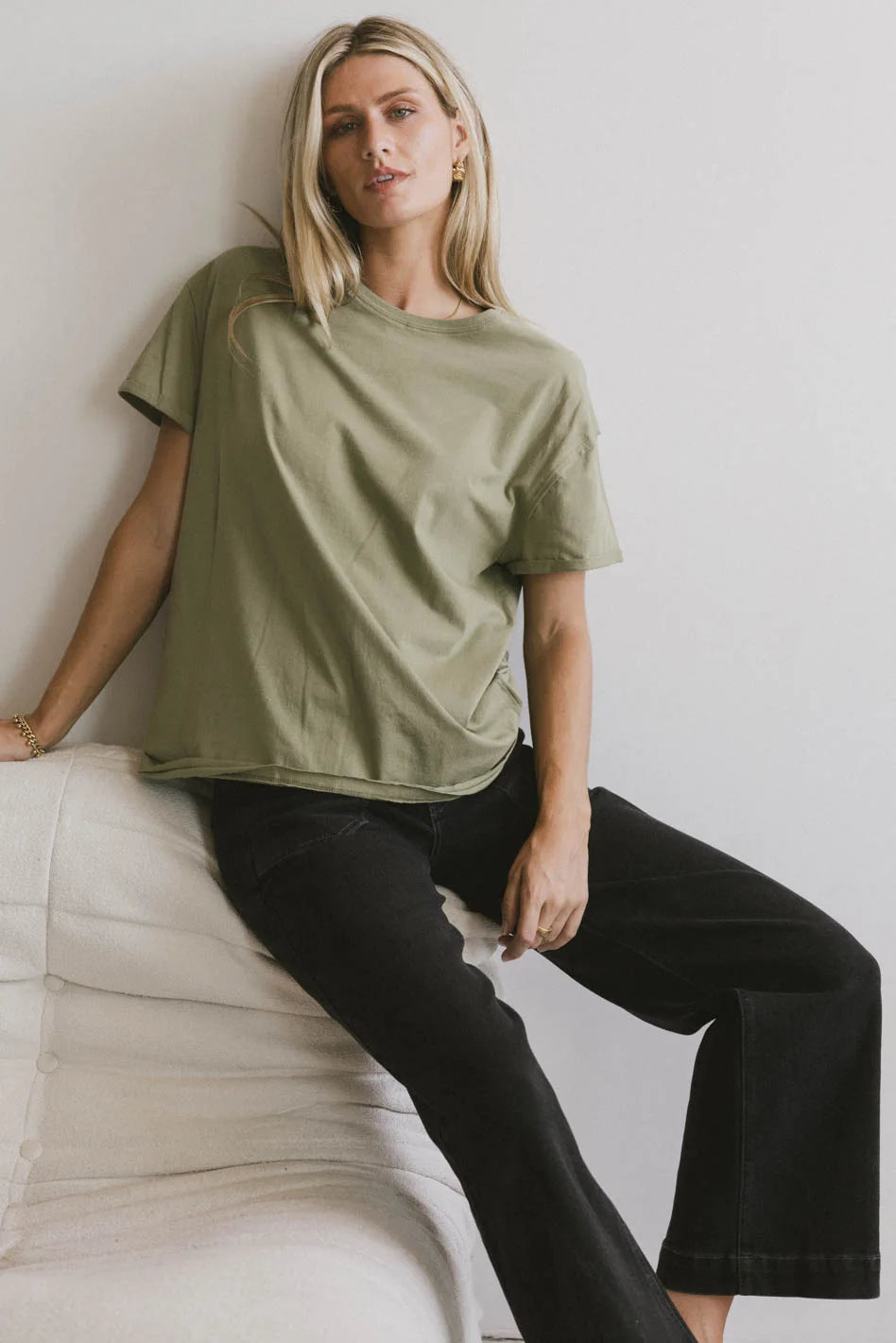 Gunner Basic Tee in Light Olive - Soft Cotton Crew Neck T-Shirt for Men | Casual Everyday Wear & Layering | FINAL SALE