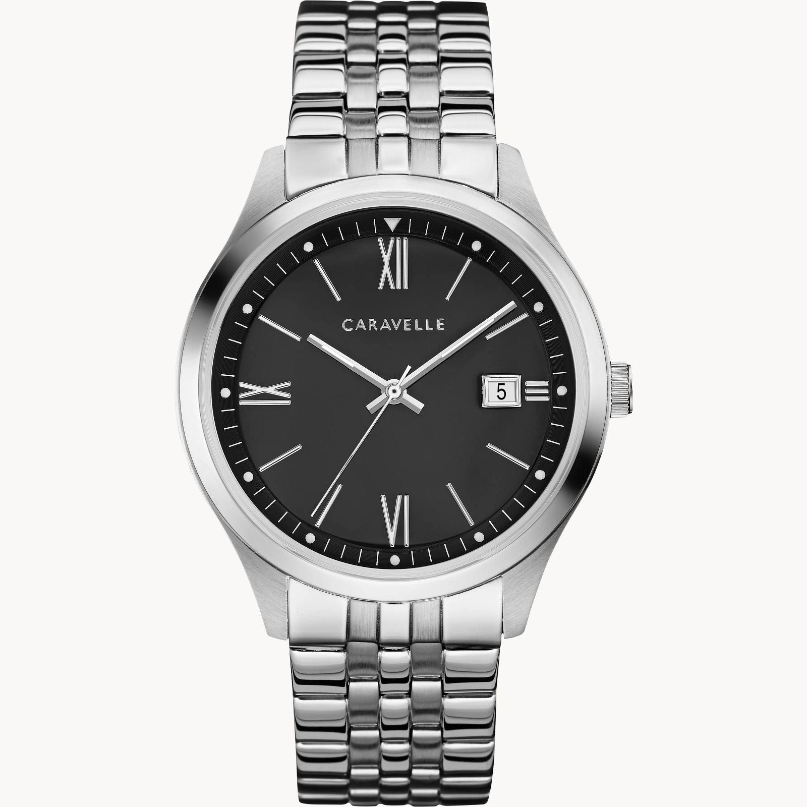 Bulova 43b158 Modern Caravelle Stainless Steel Men's Watch - Water Resistant, Date Display, Casual & Dress Wear for Business, Parties & Everyday Use