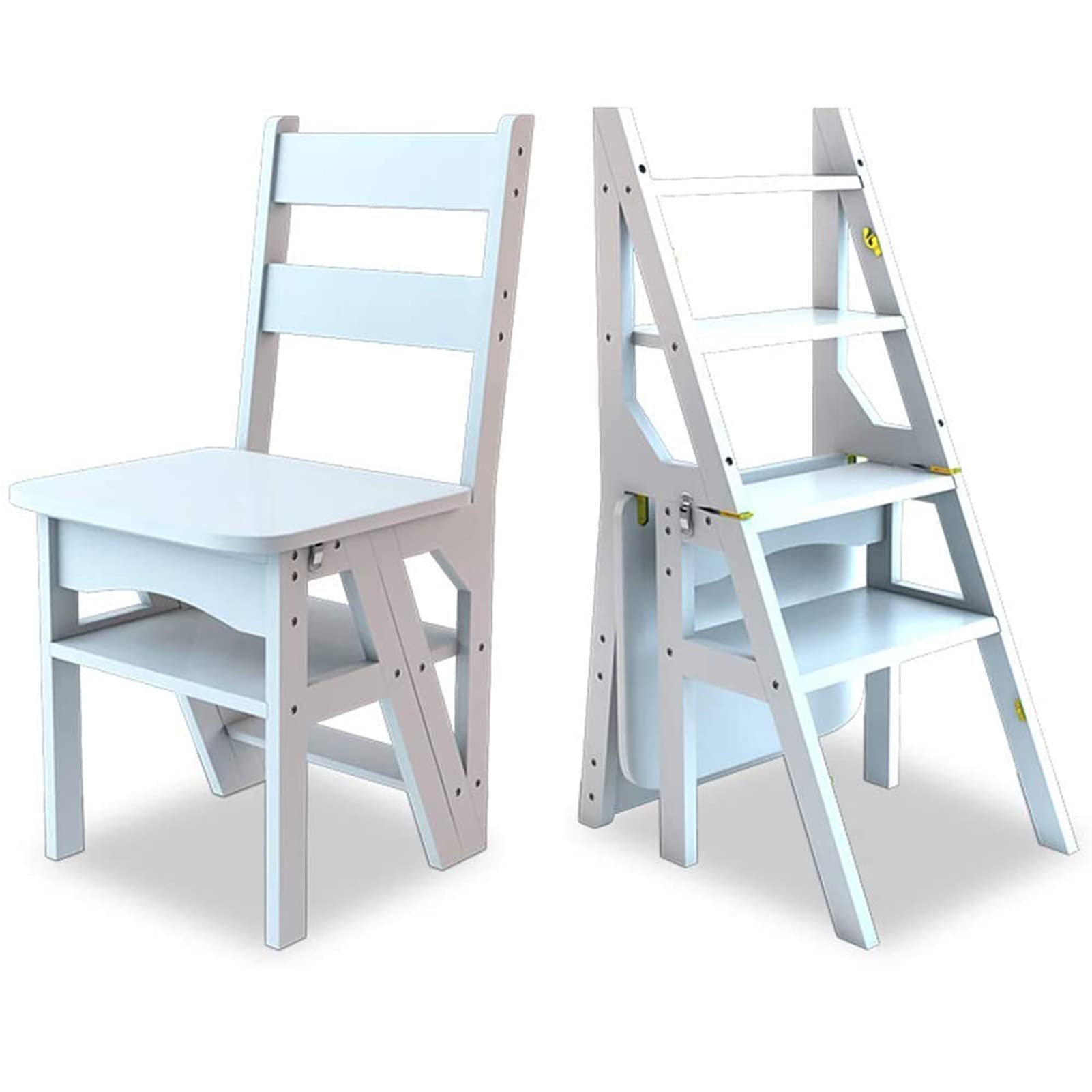 4-Step Wooden Folding Step Stool - Non-Slip Safety Ladder Stool for Indoor Use | Multifunctional Climbing Stool for Kitchen, Bathroom, and Home Organization | Compact Storage Solution
