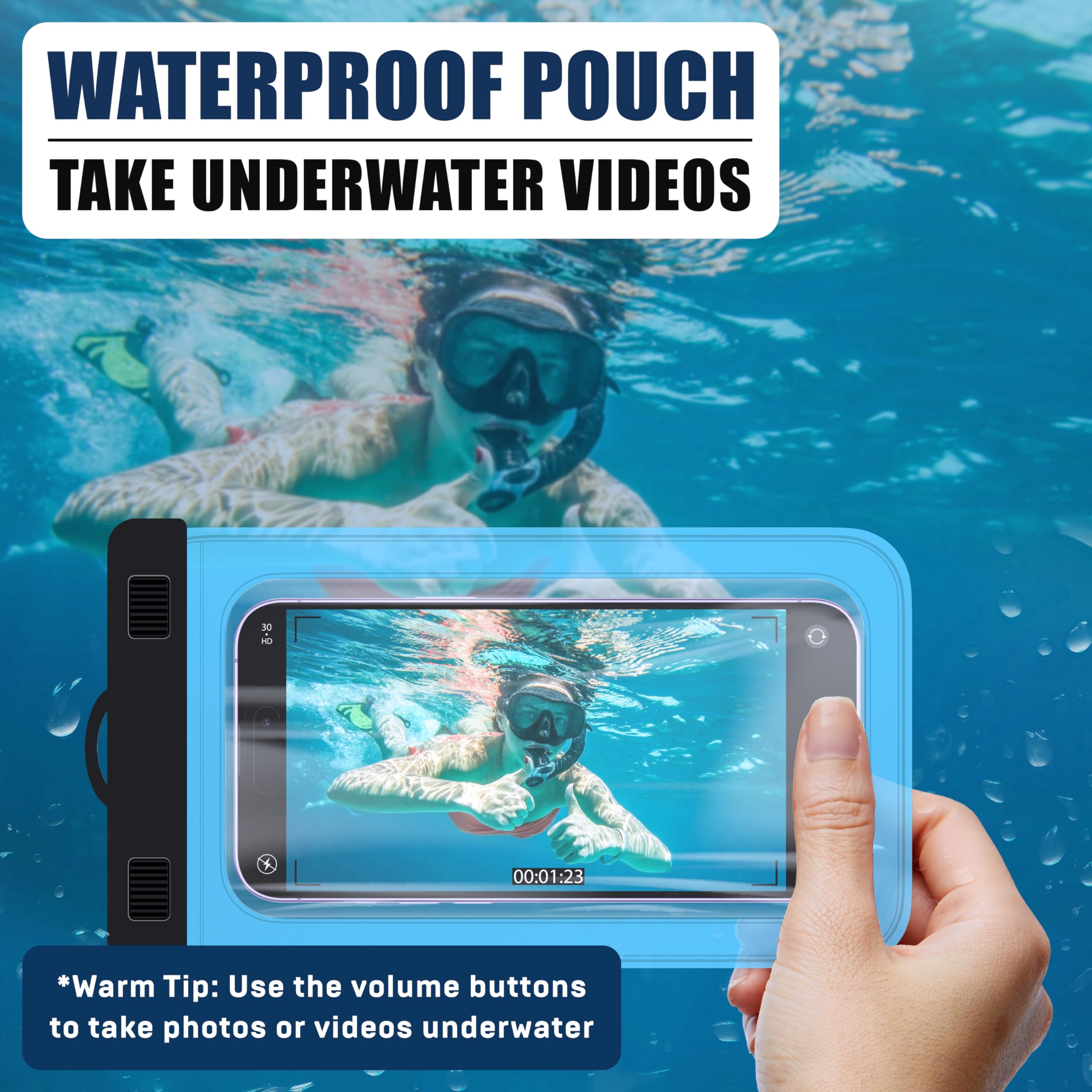 Waterproof Phone Pouch with Touch Screen - Extra Large Dry Bag for 7