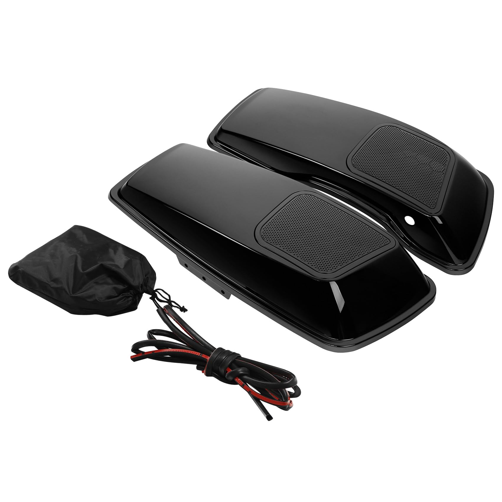 XFMT 6X9 Cutout Grills Saddlebag Speaker Lids for Harley Touring Road King Street Electra Glide 2014-2024 (Vivid Black) - Premium Motorcycle Audio Upgrade for Enhanced Riding Experience