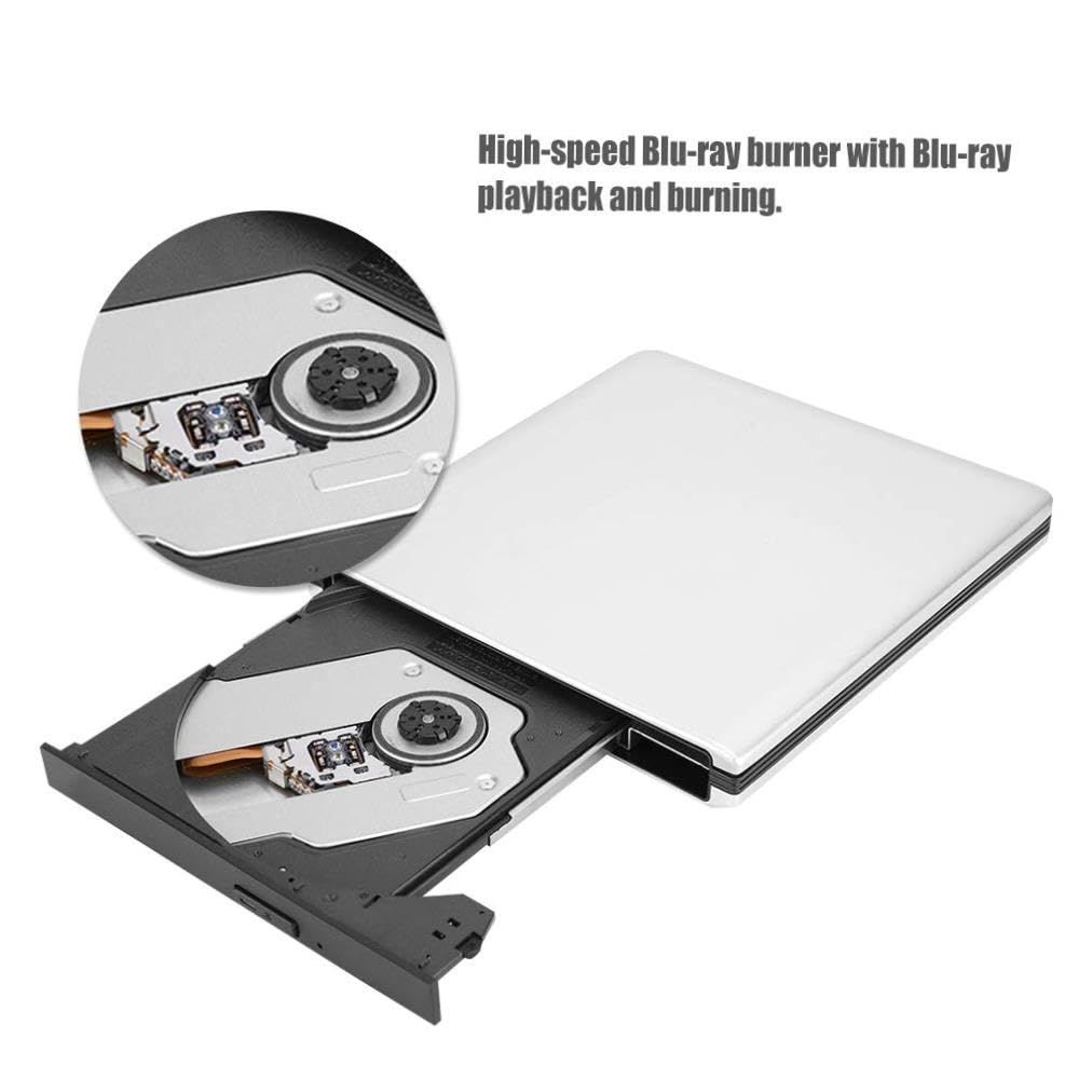 External USB 3.0 DVD BD Writer/Recorder for Desktop & Laptop - High-Speed Burner with Playback Function - Perfect for Backups, Media Creation & Entertainment