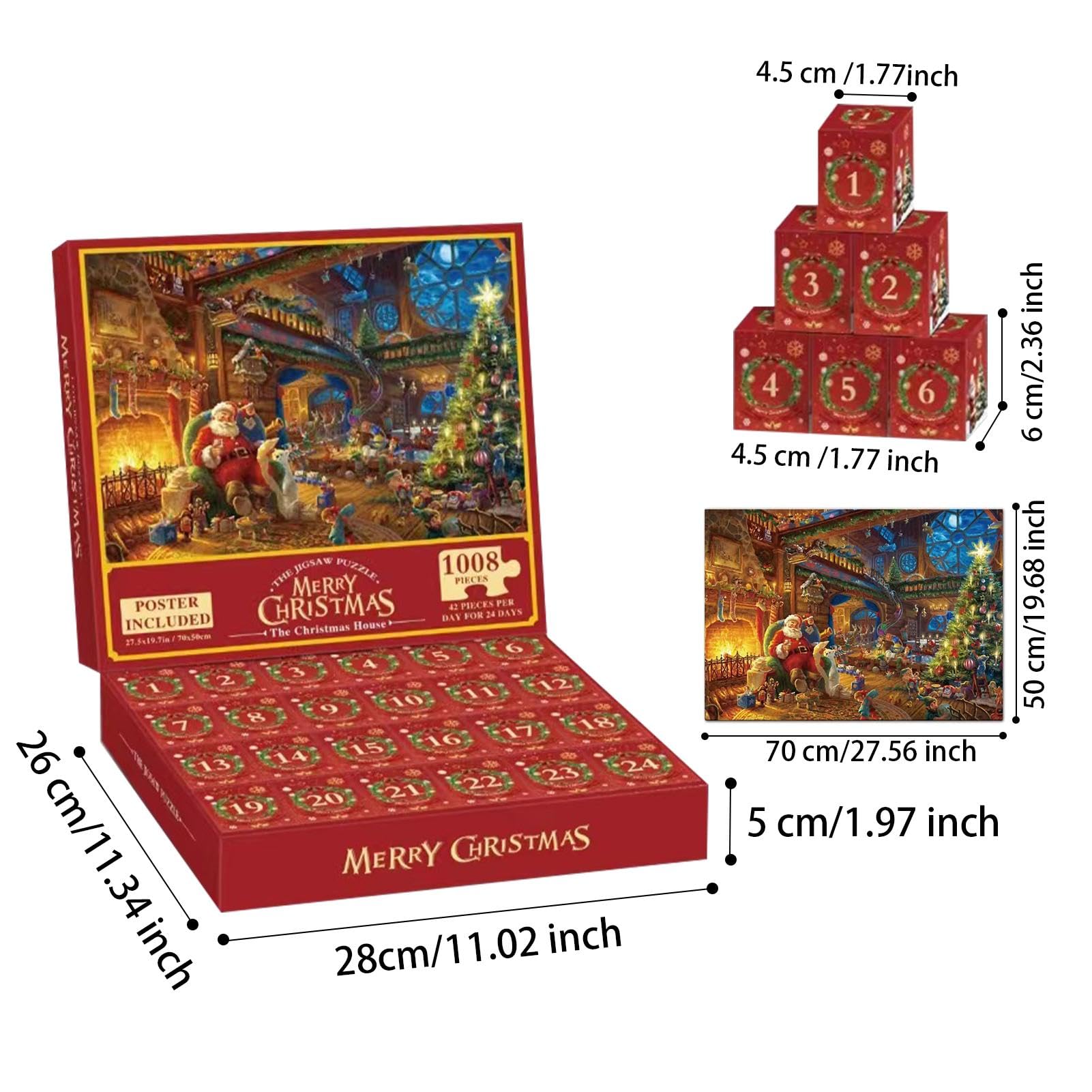 Christmas Countdown Puzzle - 24-Day Advent Calendar Puzzle for Adults & Kids, Holiday Puzzle Game for Family Fun | Perfect for Christmas Decor, Gift Giving & Festive Countdown Activities