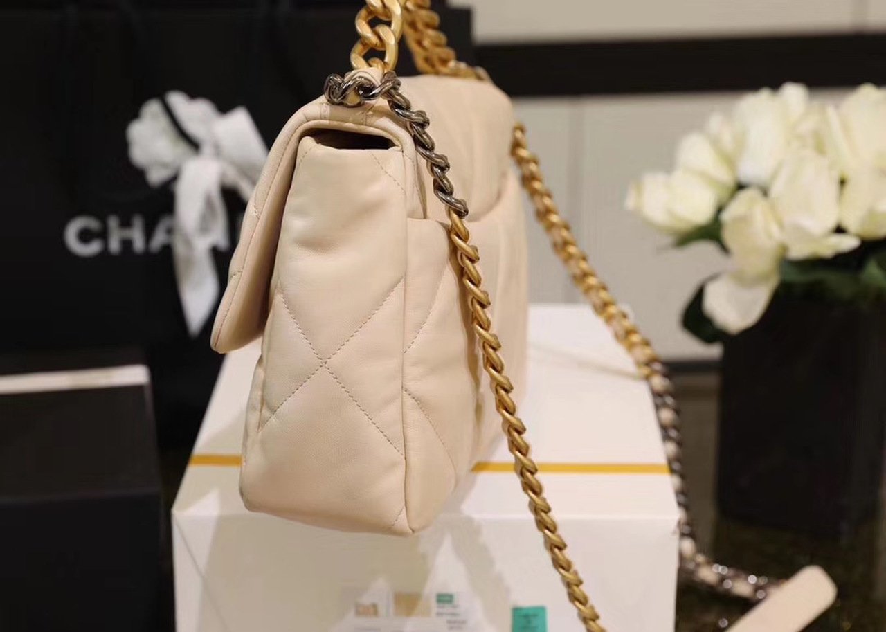 Chanel 19 Large Flap Bag Beige - Luxury Designer Handbag for Women | Perfect for Everyday Use, Work & Special Occasions