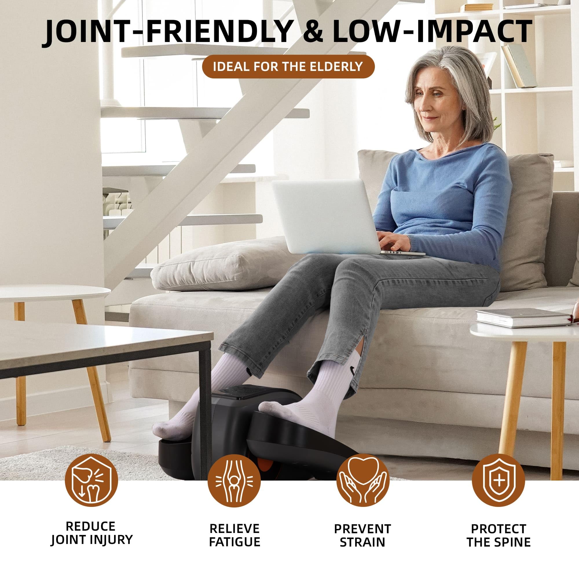 Under Desk Elliptical Machine - Portable Electric Pedal Exerciser for Home & Office Use - 10 Adjustable Speeds with Remote Control - Seated Leg Exercise Equipment for Seniors & Adults - Perfect for Work from Home, Office Workouts & Physical Therapy
