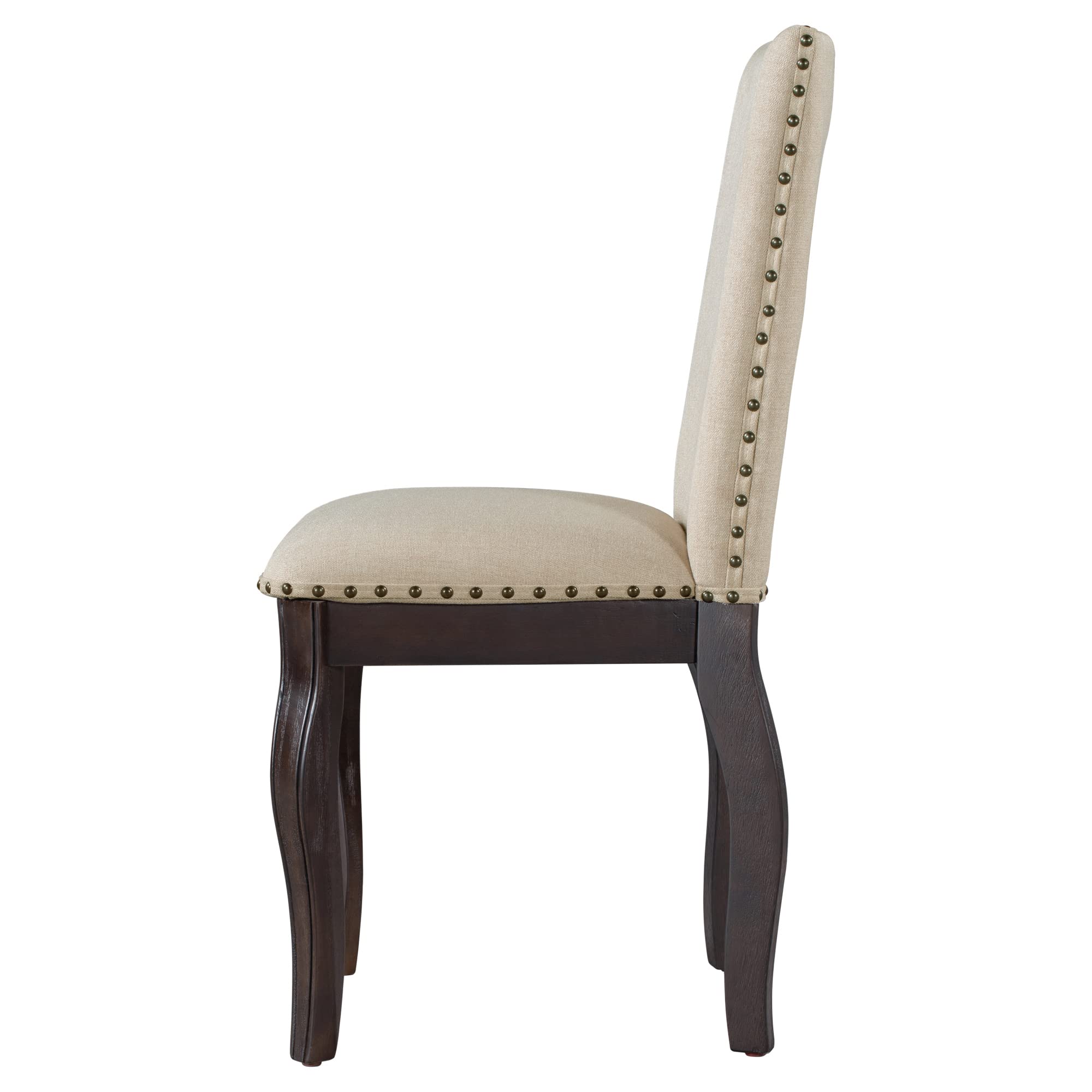 Knocbel Farmhouse Upholstered Dining Chair Set of 4 - Kitchen & Dining Room Chairs with Nailhead Trim, 250lbs Weight Capacity, Espresso Finish - Perfect for Farmhouse Decor, Family Dinners & Restaurant Seating