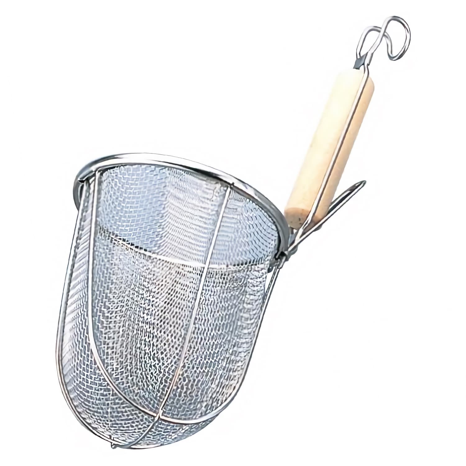 Benkei Premium Stainless Steel Udon & Tebo Noodle Strainer with Wooden Handle - Round Base Noodle Colander for Japanese Ramen, Soba & Pasta Cooking - Perfect for Home Kitchens & Asian Restaurants