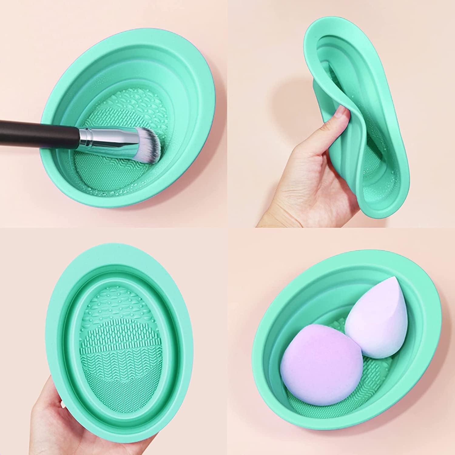 GOPAD 2-Pack Silicone Makeup Brush Cleaning Mat & Scrubber - Foldable Cosmetic Brush Cleaner Pad, Portable Washing Tool for Makeup Sponges & Powder Puffs - Perfect for Travel & Home Use (Multicolor)
