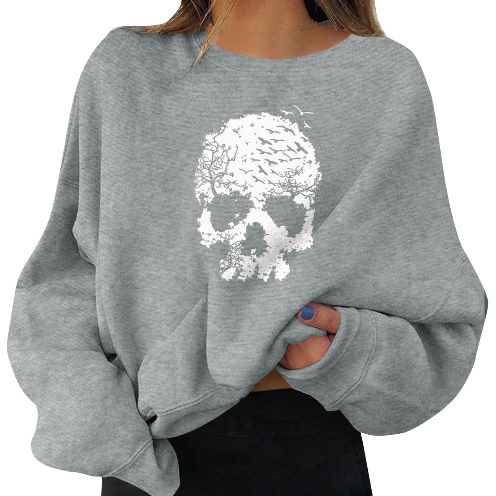 Women's Butterfly Print Long Sleeve Tunic Sweatshirt - Pullover Hoodie Top for Casual Wear, Halloween Outfits & Fall Fashion
