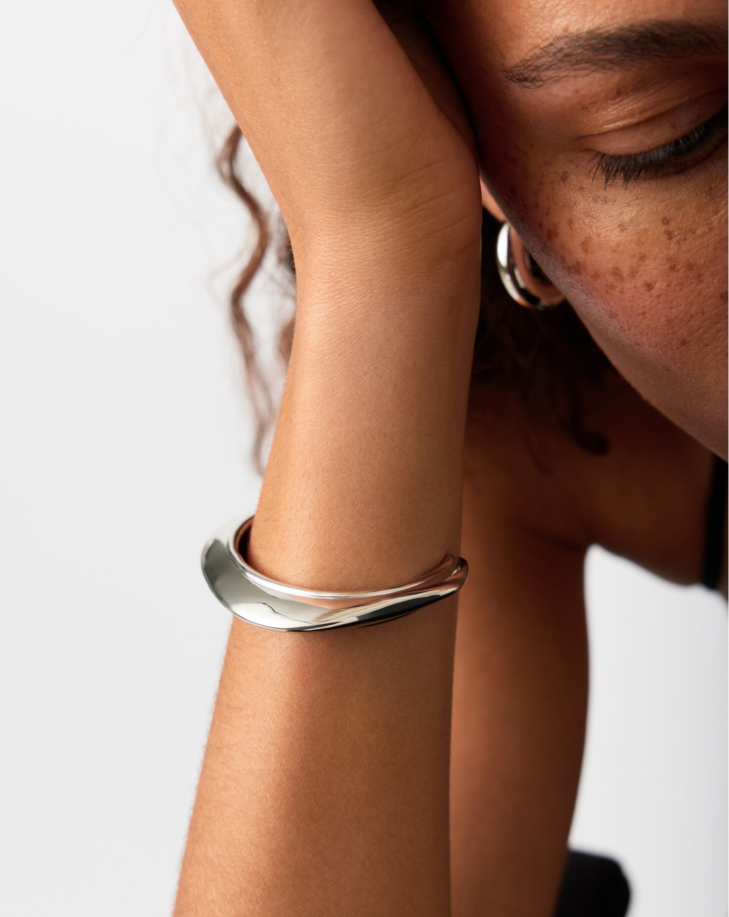 Hera Dome Statement Cuff Bracelet - Silver Plated Boho Jewelry for Women | Elegant Bracelet for Parties, Weddings & Special Occasions