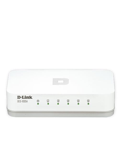 D-Link DES-1005A 5-Port Fast Ethernet Desktop Switch - Plastic Casing | High-Speed Network Hub for Home & Office | Perfect for Gaming, Streaming & Small Business Networks