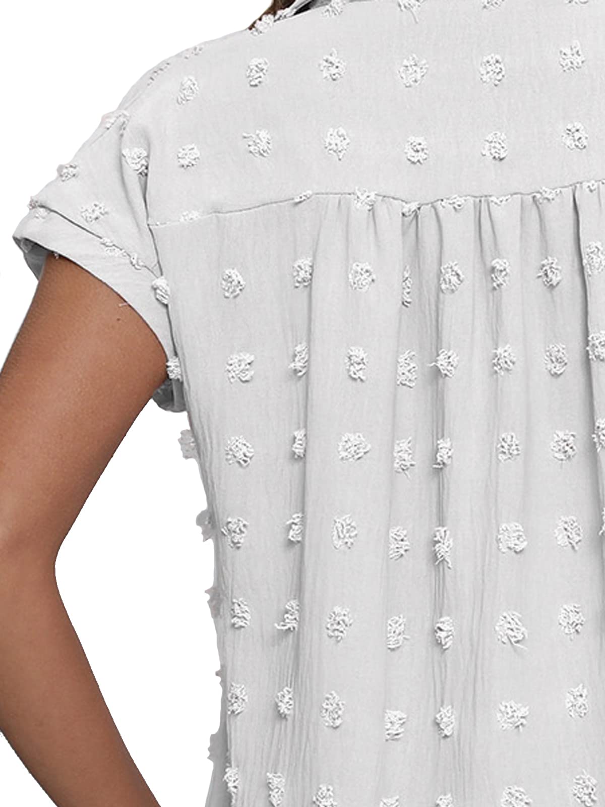 BOTHENIAL Women's White Button Down Shirt - Elegant Chiffon Blouse for Work & Casual Wear | Summer Short Sleeve Tops for Office, Date Night & Outdoor Events
