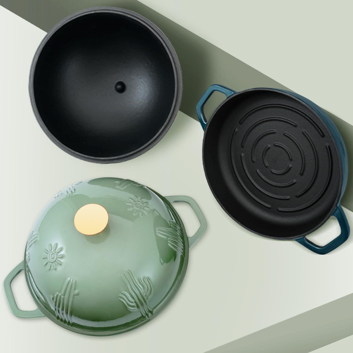 Premium Enameled Cast Iron Dutch Oven with Dome Lid - 9.8 Inch Bread Baking Pot for Sourdough, Artisan Loaves & Homemade Bread | Perfect for Camping, Outdoor Cooking & Kitchen Use