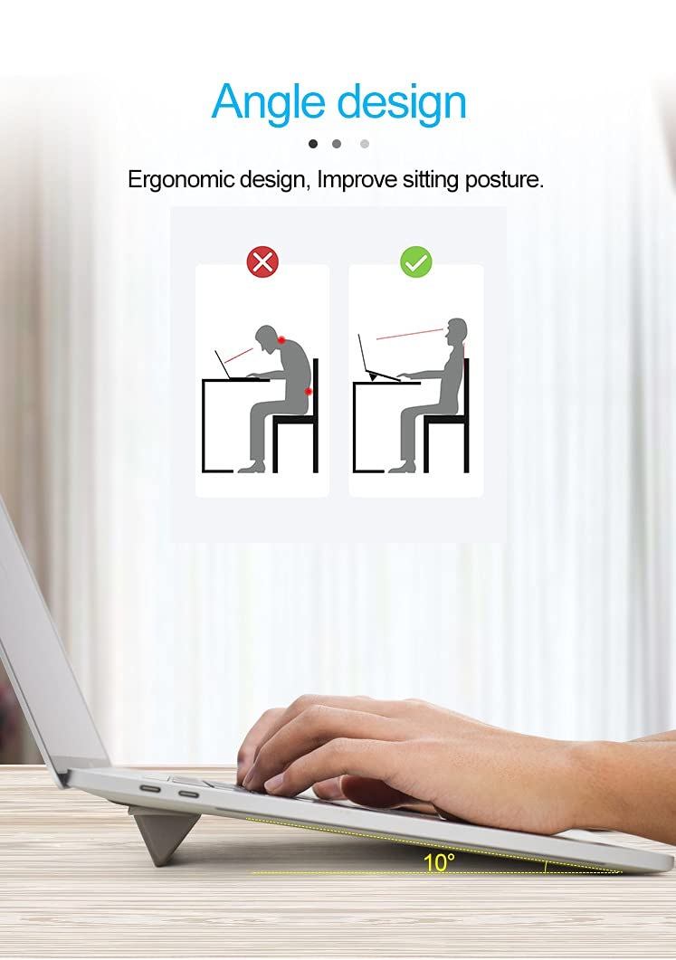 Mount Plus LS1 Flat Foldable Laptop Stand | Lightweight & Anti-Slide Portable Notebook Stand | Compatible with MacBook Air, Tablets & Laptops (Black) | Perfect for Home, Office & Travel Use