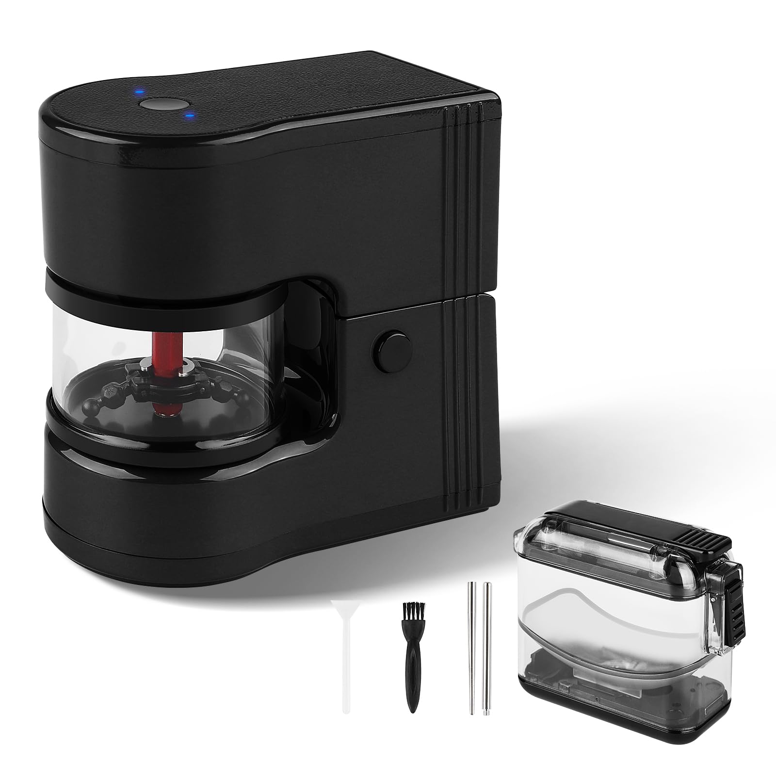 Electric Herb Grinder Portable - 1g Capacity with 1800mAh Battery & LED Lights - 12g Storage Box Included - Perfect for Kitchen, Travel & Outdoor Use - Black