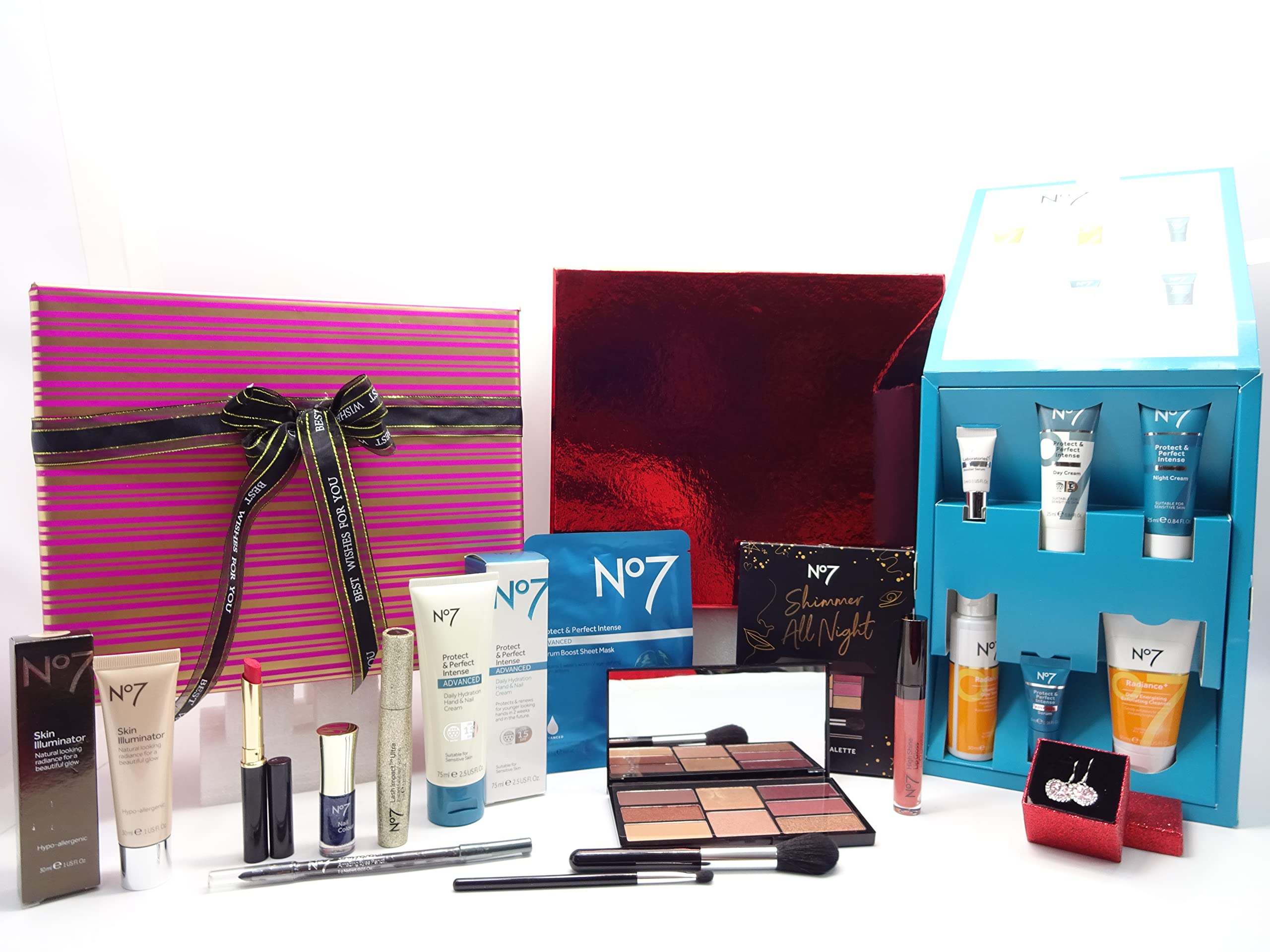 No7 Luxury Beauty Blockbuster Skincare & Makeup Gift Set by Glory Cosmetics - Perfect for Birthday, Anniversary & Holiday Gifting (Gift Wrapped)