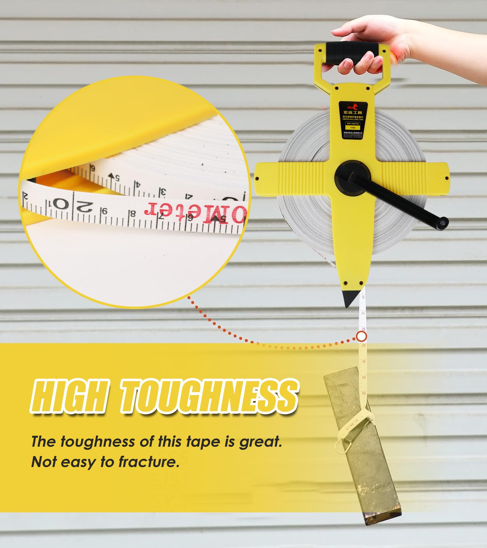 3X Speed 100M Fiberglass Tape Measure - for Construction & Landscaping