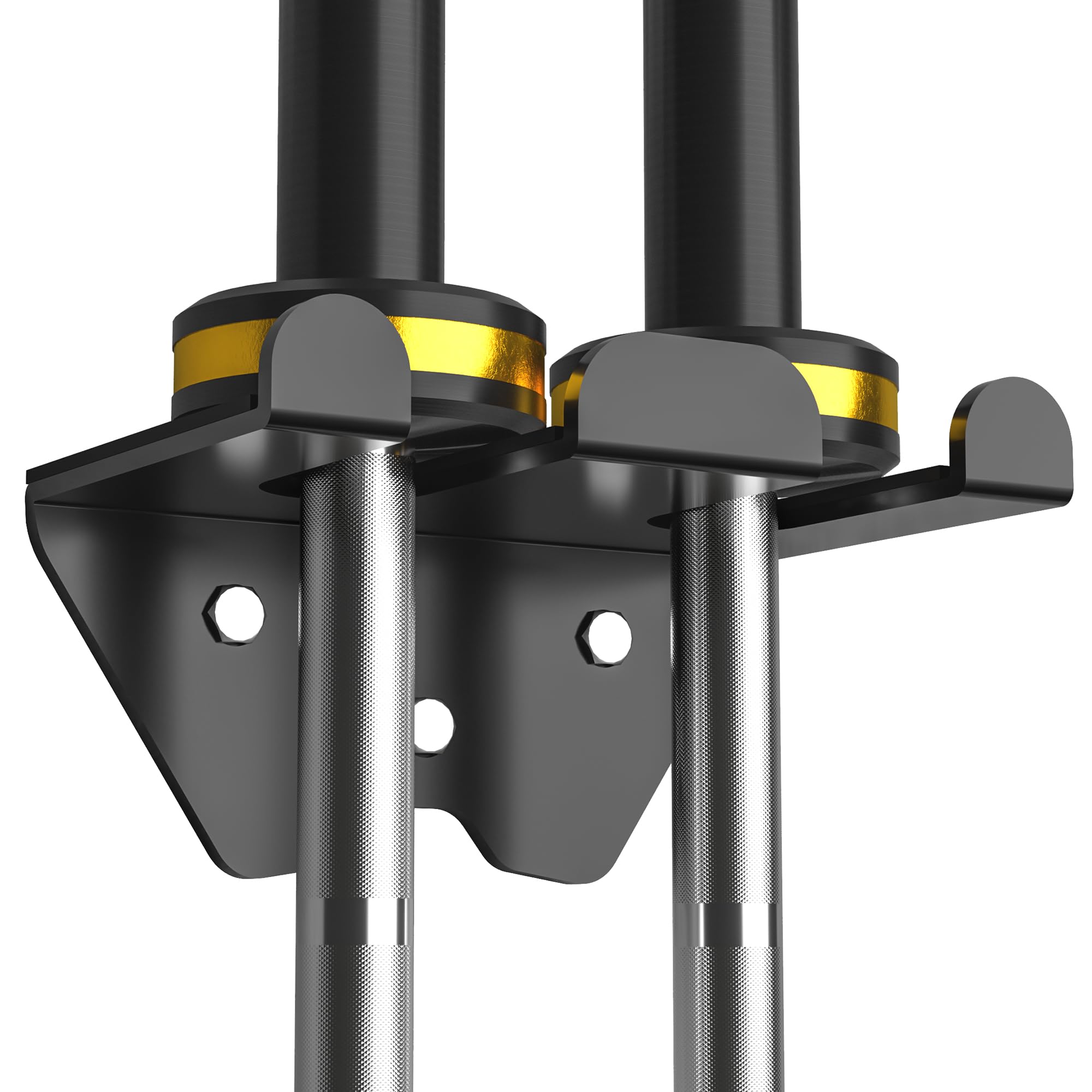 Olympic Barbell Rack - Heavy Duty Wall Mounted Bar Holder for Home & Garage Gyms - Black Vertical Space Saver with Rubber Padding - Fits Standard 33mm Bars - Perfect for Weightlifting, CrossFit & Strength Training