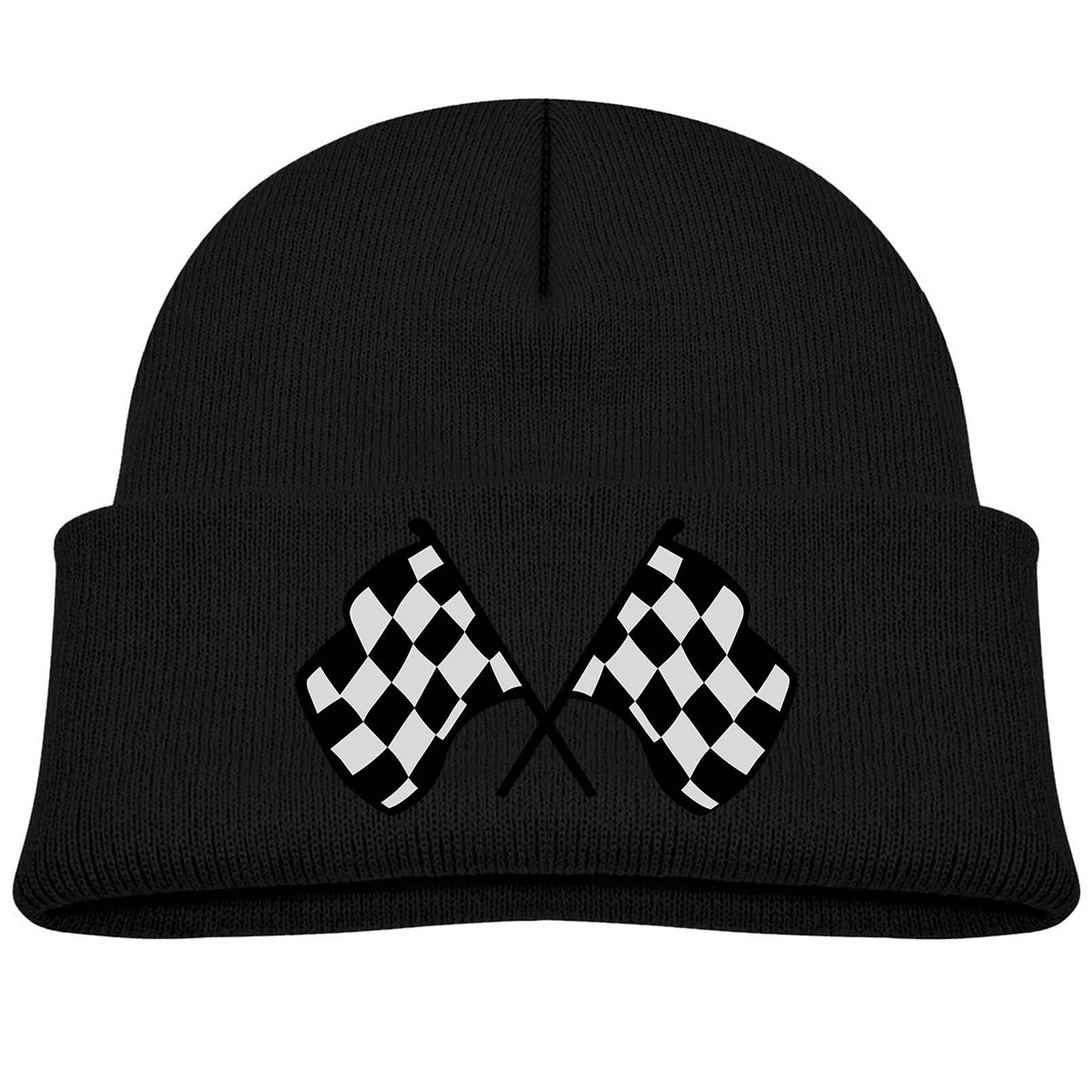 Funny Checkered Flag Beanies for Newborn Boys & Girls - Warm Infant Race Caps for Winter & Outdoor Play