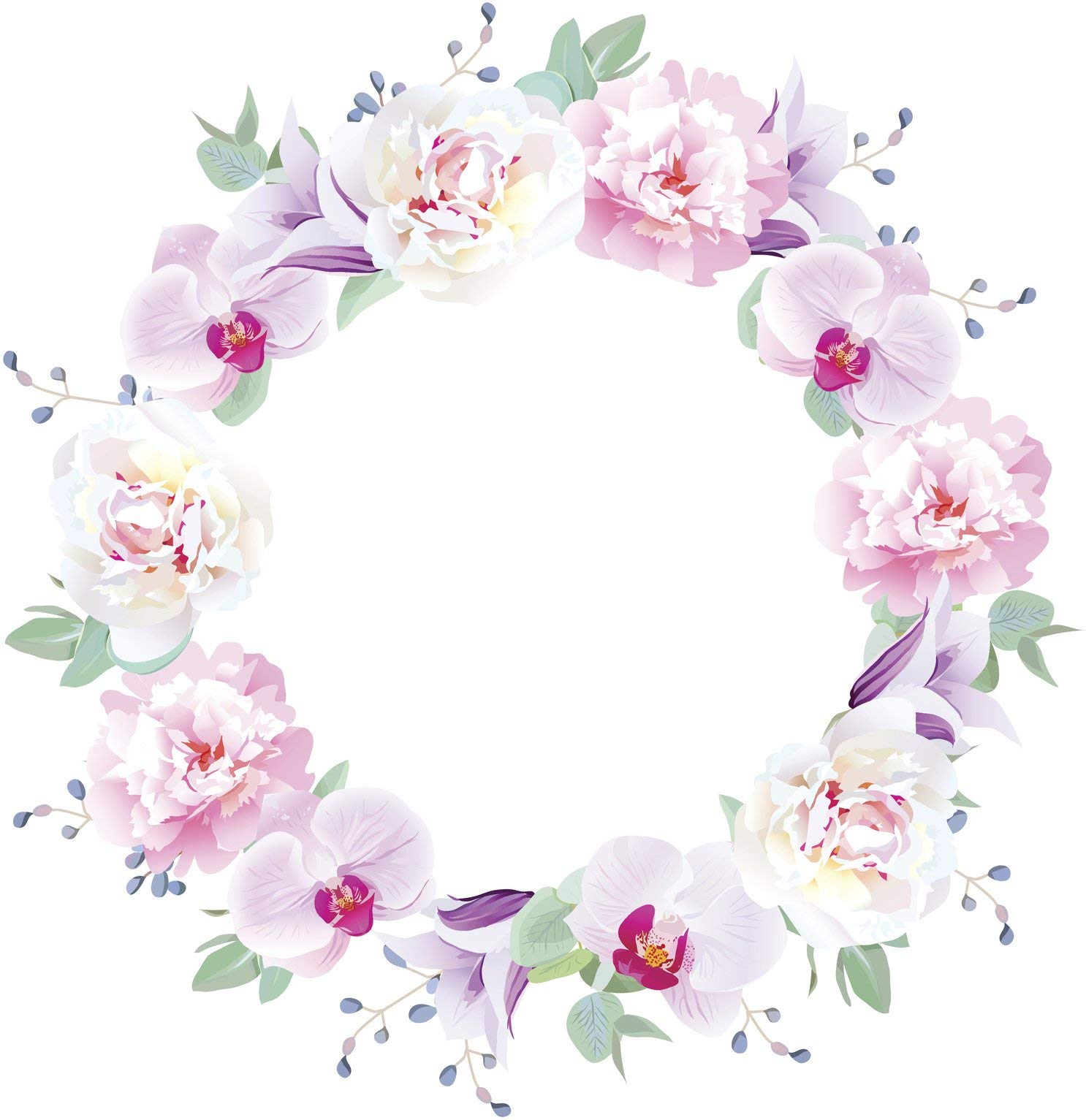 Watercolor Orchid Flower Wreath Vinyl Decal - 8 Inch Wide Bumper Sticker for Cars, Laptops & Windows | Bohemian Hipster Floral Design for Home & Office Decor