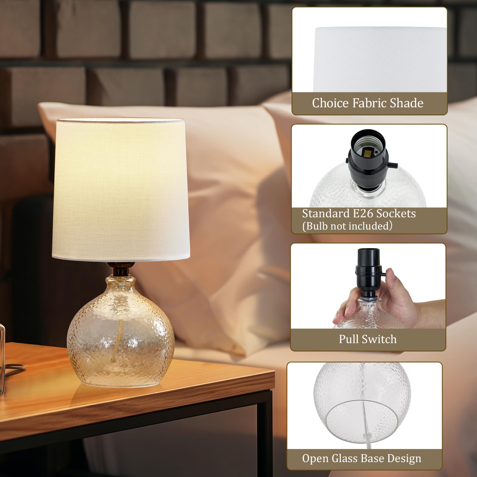 Modern Glass Table Lamps Set of 2 - 13.5