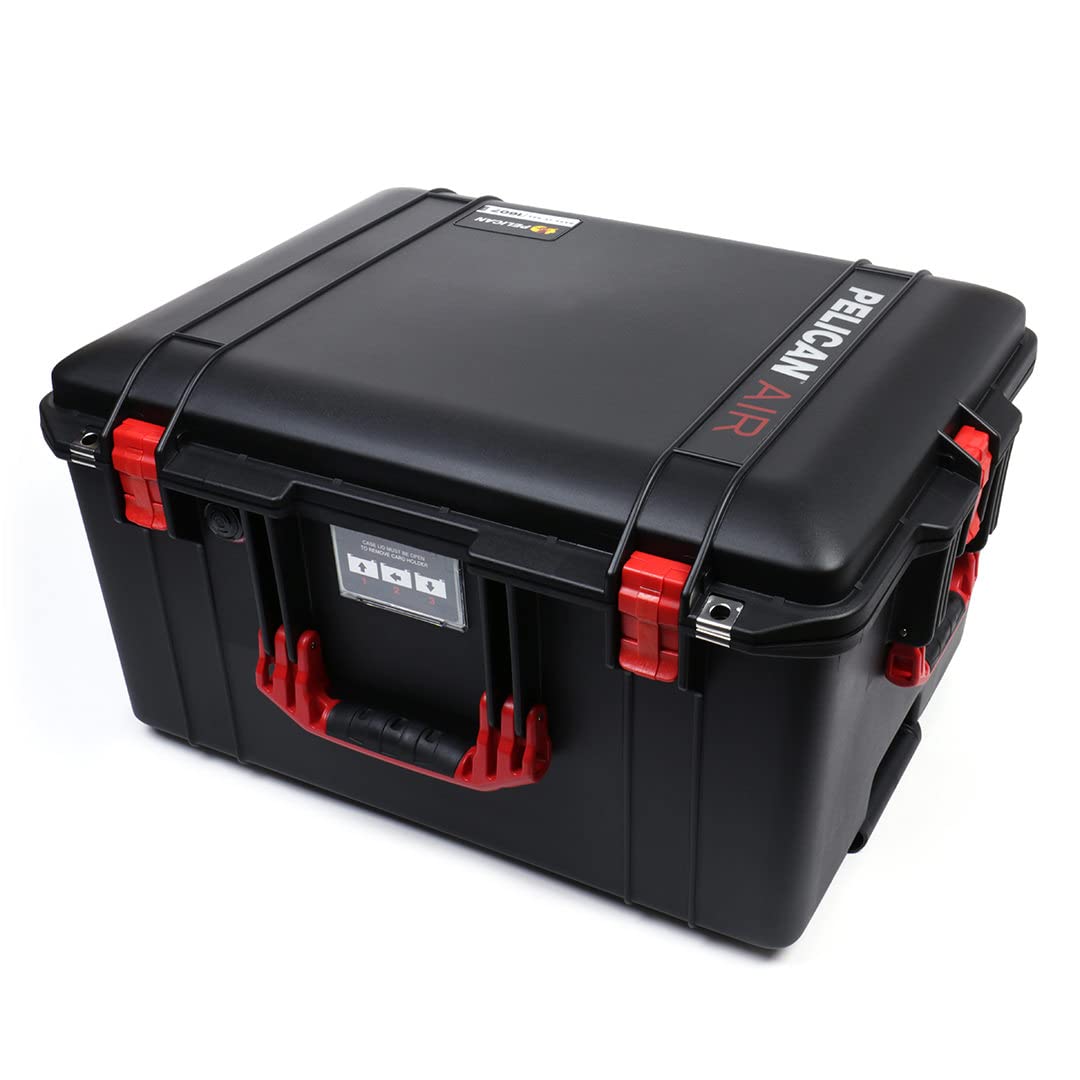 Pelican 1607 Air Case - Black & Red Waterproof Hard Case with Wheels | Empty Protective Storage for Travel, Equipment & Tools | Durable for Outdoor, Military & Professional Use