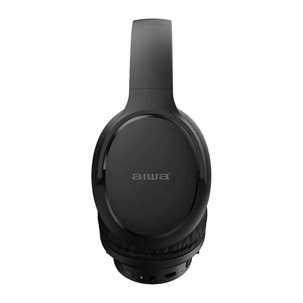 AIWA Over Ear Bluetooth Headphones Wireless with 3.5mm AUX & Airplane Adapter - Noise Cancelling Headphones for Travel, Workout, Gaming & Music (Black)