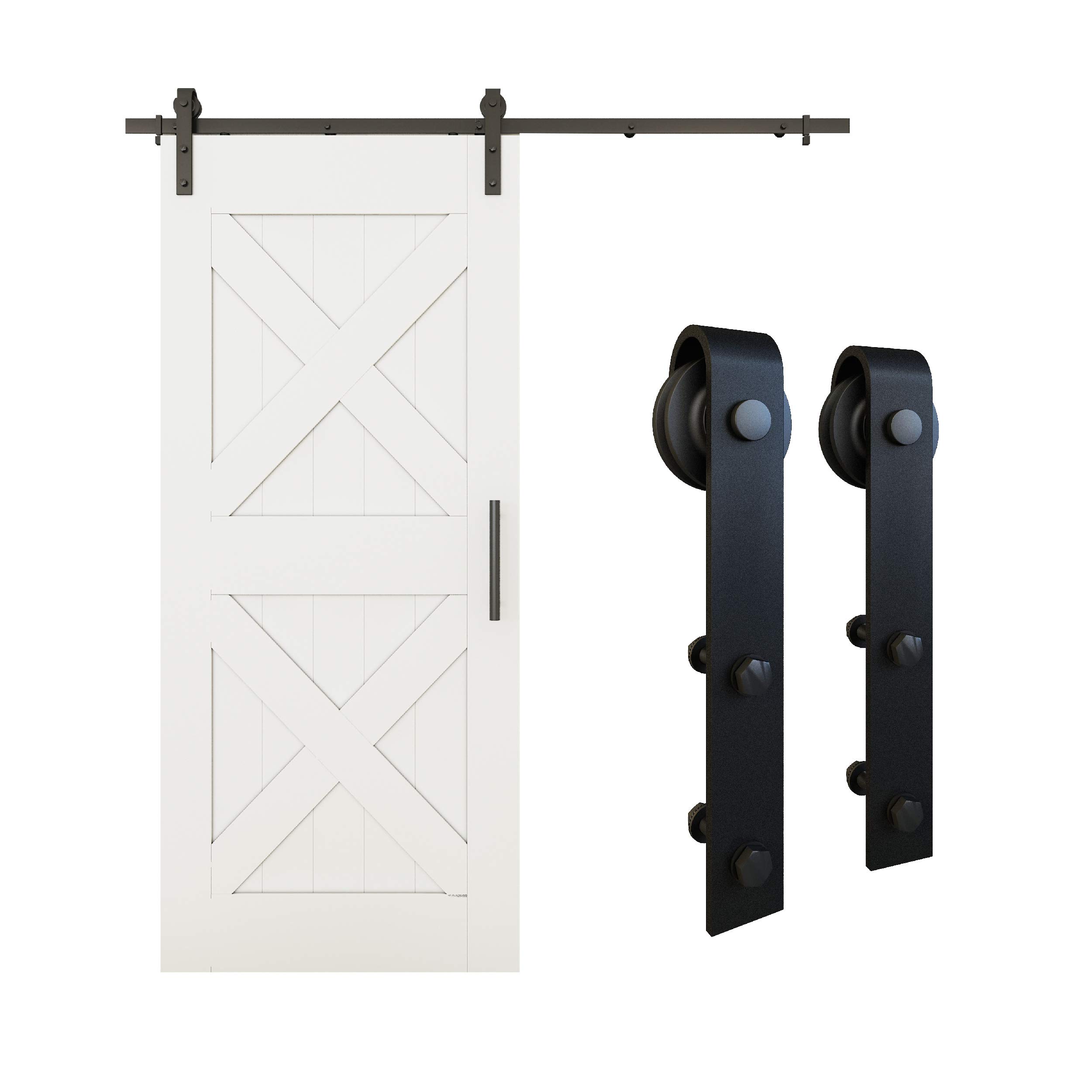 National Hardware N700-004 Matte Black Interior Sliding Barn Door Hardware Kit (2-Piece, 96-inch) - Perfect for Bedrooms, Closets & Farmhouse Style Homes