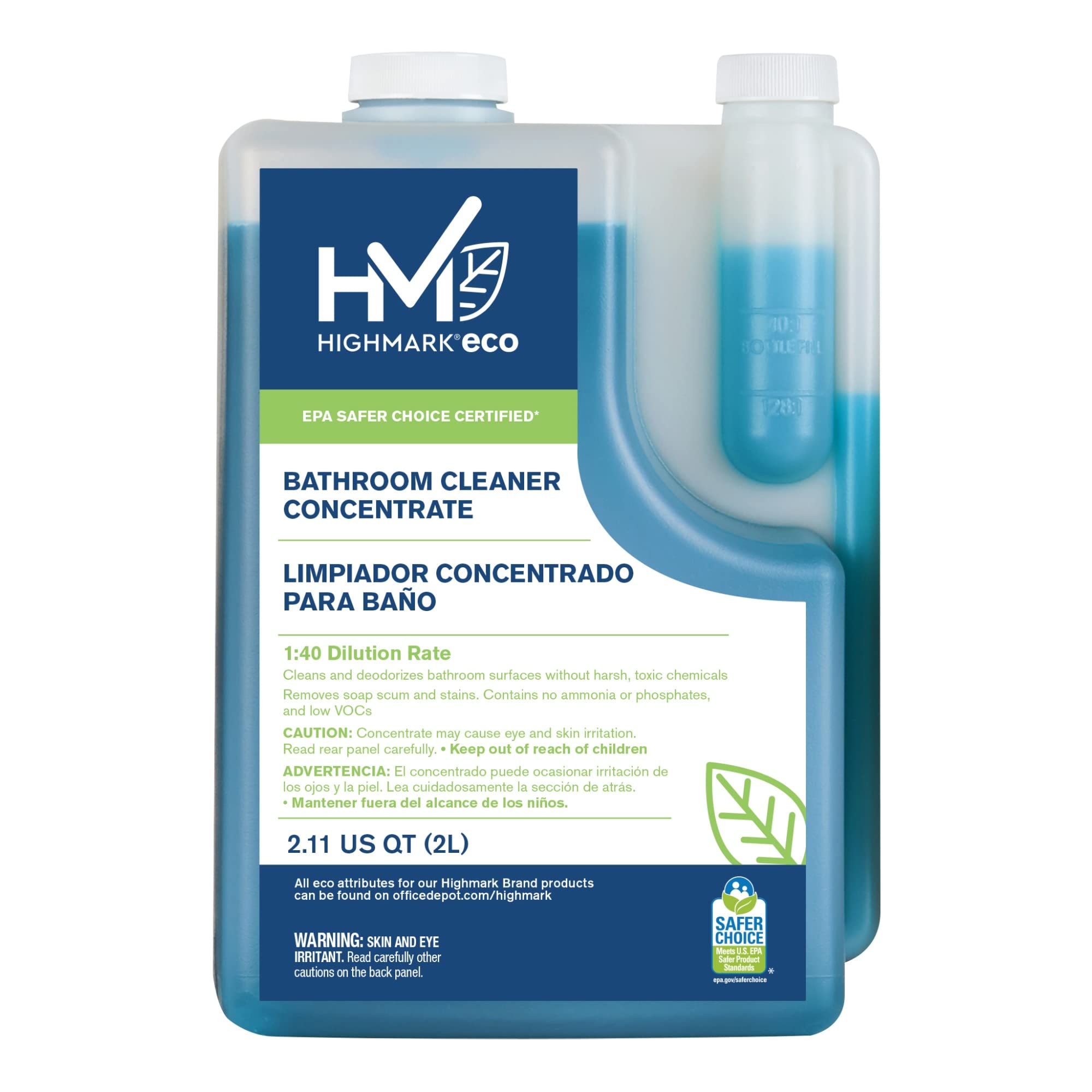 Highmark® ECO Liquid Bathroom Cleaner Concentrate - 2 Liters (Case of 4 Bottles) | Powerful, Eco-Friendly Formula for Tiles, Sinks, Showers & Bathtubs | Ideal for Homes, Hotels & Commercial Use