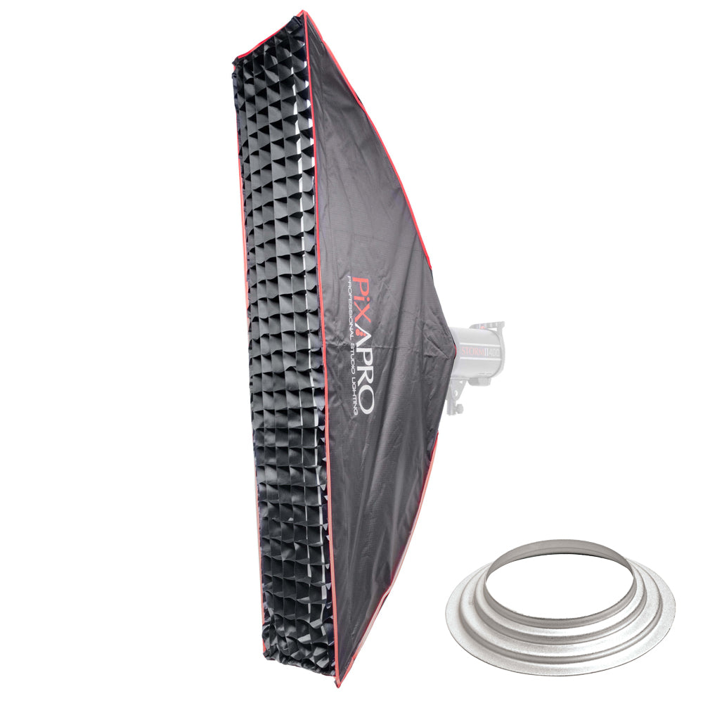 30x140cm (11.8x55.1in) Quick Install Strip Softbox with 4cm Honeycomb Grid - Perfect for Product Photography, YouTube Videos & Studio Lighting