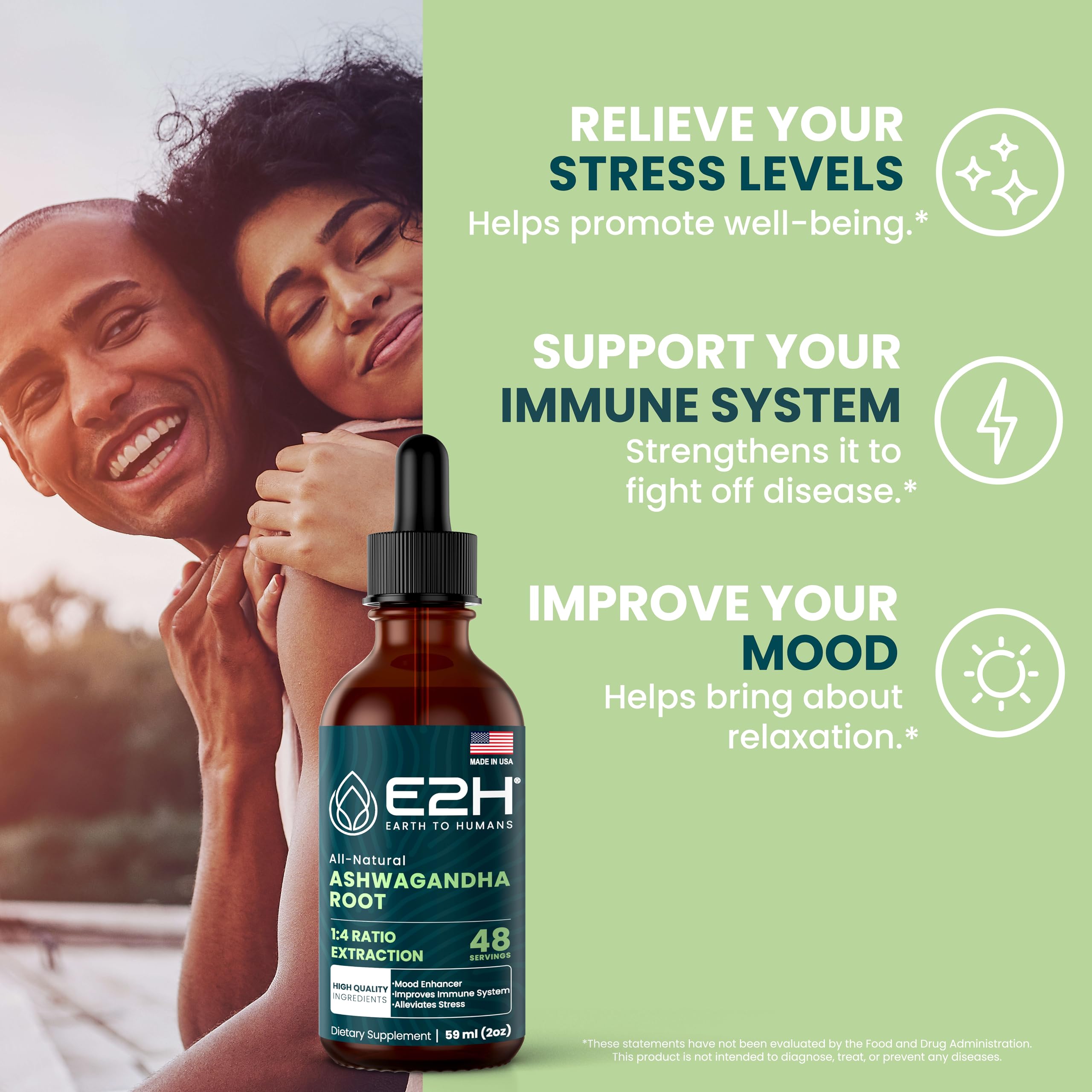 Organic Ashwagandha Liquid Drops - Natural Stress Relief & Mood Enhancer Supplement | Non-GMO Vegan Cortisol Manager with Ashwagandha Root Extract | 2 Fl Oz | Perfect for Daily Relaxation, Anxiety Support & Better Sleep