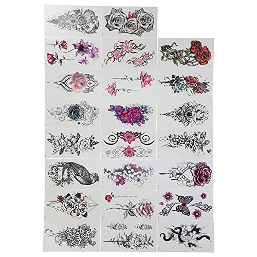 Flower Tattoo Stickers - Non-Toxic, Skin-Friendly Fake Temporary Tattoos for Waist, Back, Hand & Leg - Perfect for Parties, Daily Wear & Special Occasions